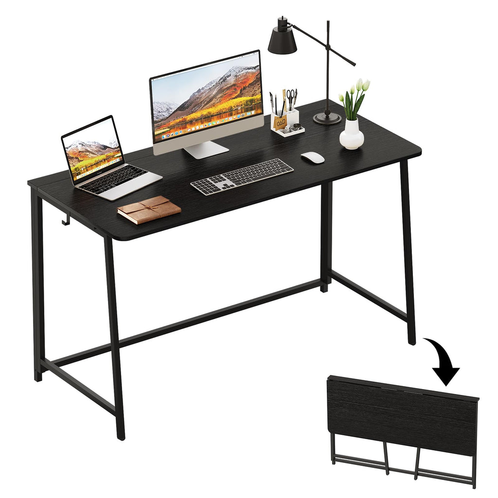 WOHOMO Folding Computer Desk, Small Writing Foldable Desk, Space-Saving Laptop Table, Easy Assemble Workstation for Home Office