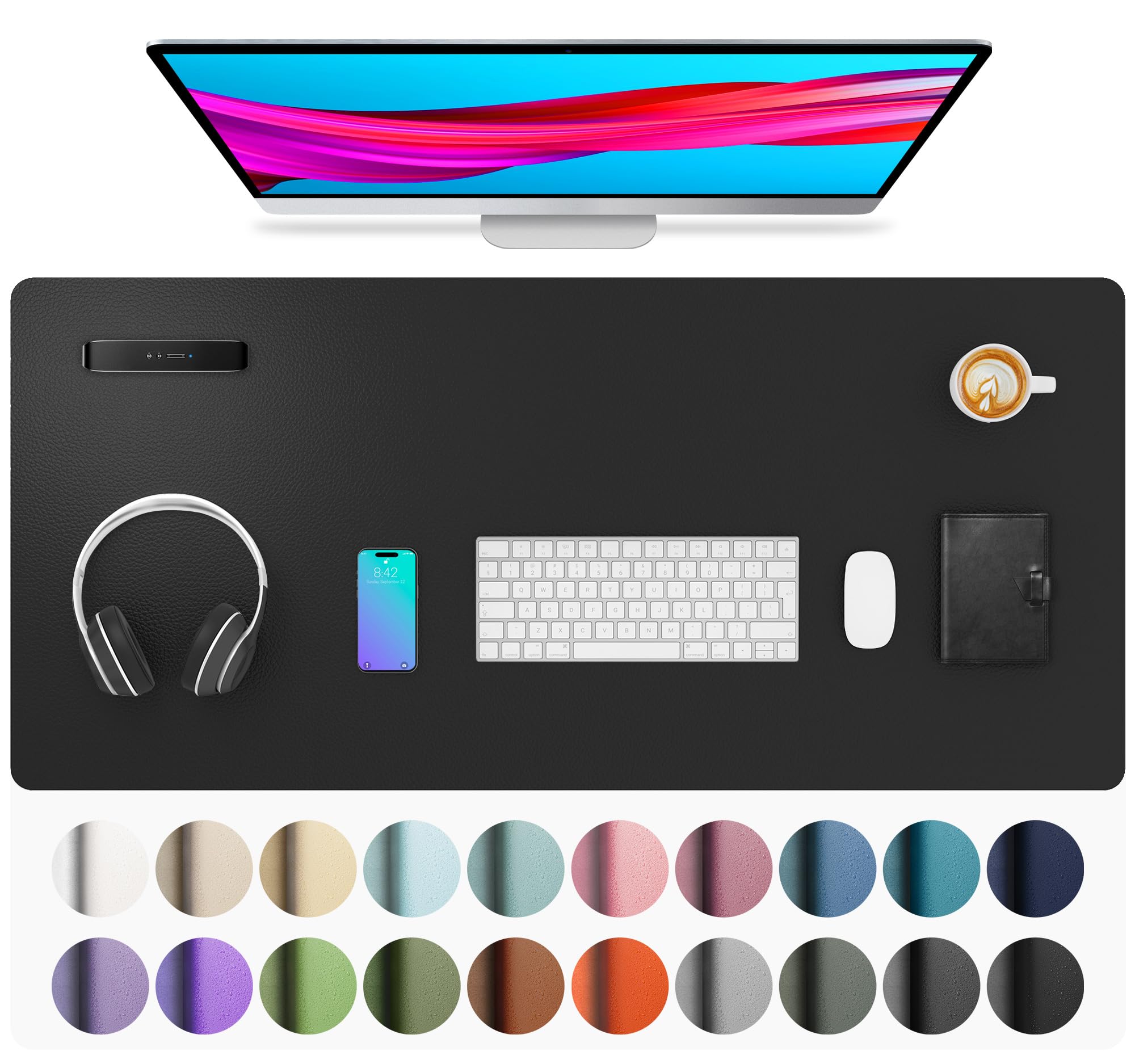 Leather Desk Pad Protector,Mouse Pad,Office Desk Mat,Non-Slip PU Leather Desk Blotter,Laptop Desk Pad,Waterproof Desk Writing Pad for Office and Home