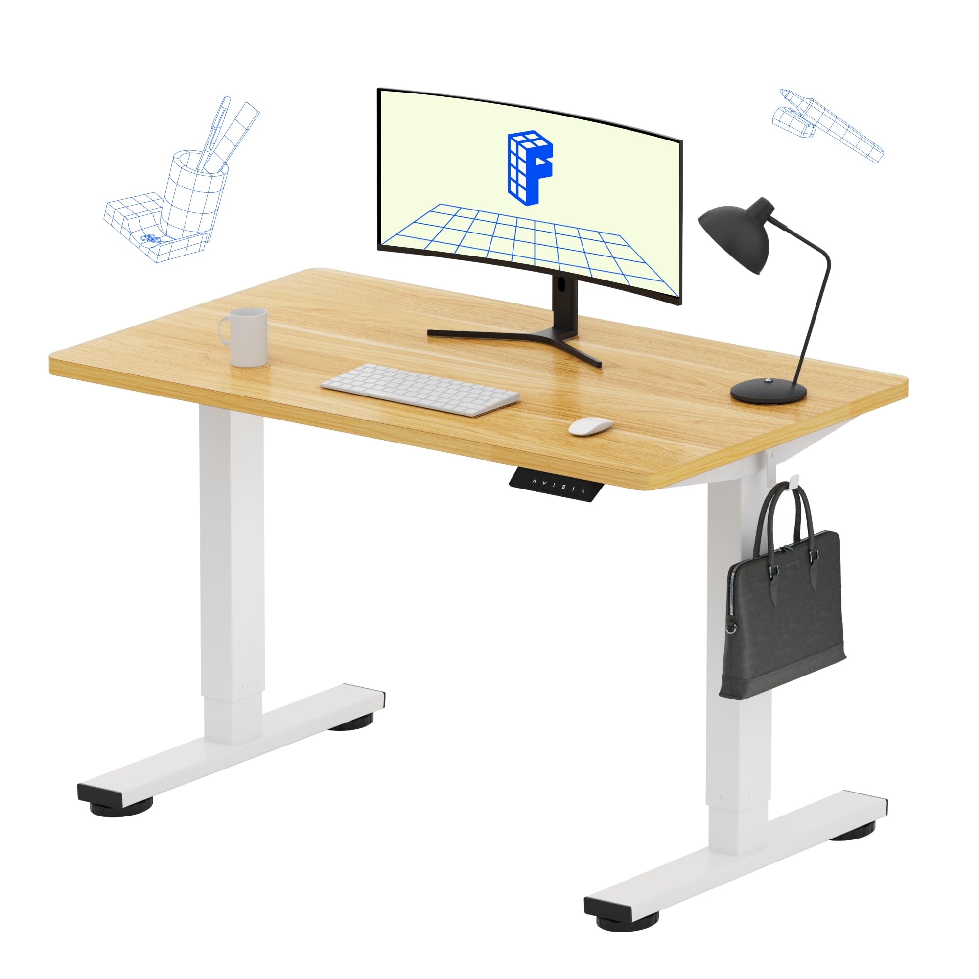 FLEXISPOT EN1 One-Piece Standing Desk, Electric Adjustable with 4 Memory Presets, 176 LBS Capacity, Stable & Quiet, Seamless Desktop for Home Office & Dual Monitors