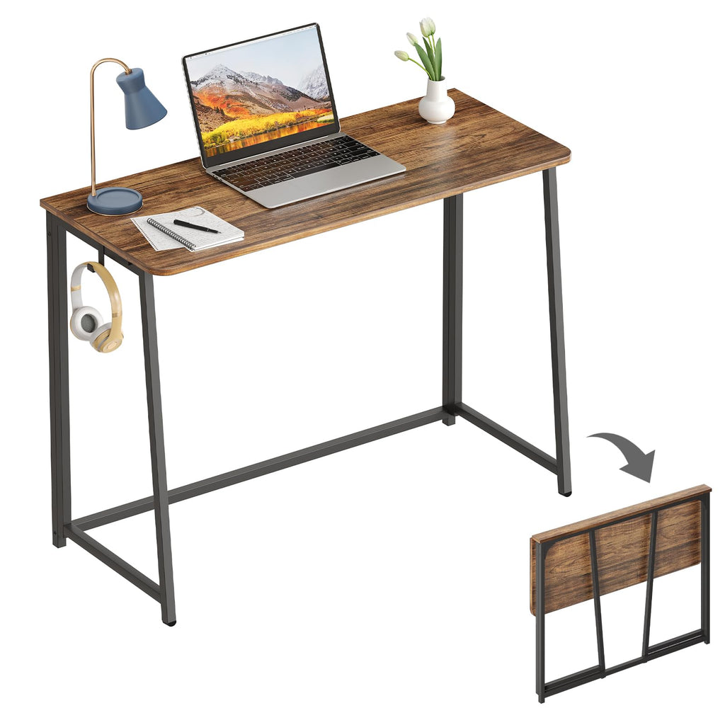 WOHOMO Folding Computer Desk, Small Writing Foldable Desk, Space-Saving Laptop Table, Easy Assemble Workstation for Home Office