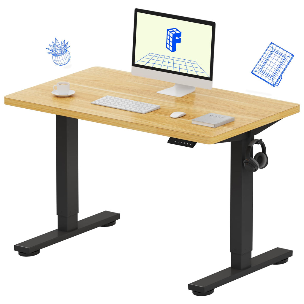 FLEXISPOT EN1 One-Piece Standing Desk, Electric Adjustable with 4 Memory Presets, 176 LBS Capacity, Stable & Quiet, Seamless Desktop for Home Office & Dual Monitors