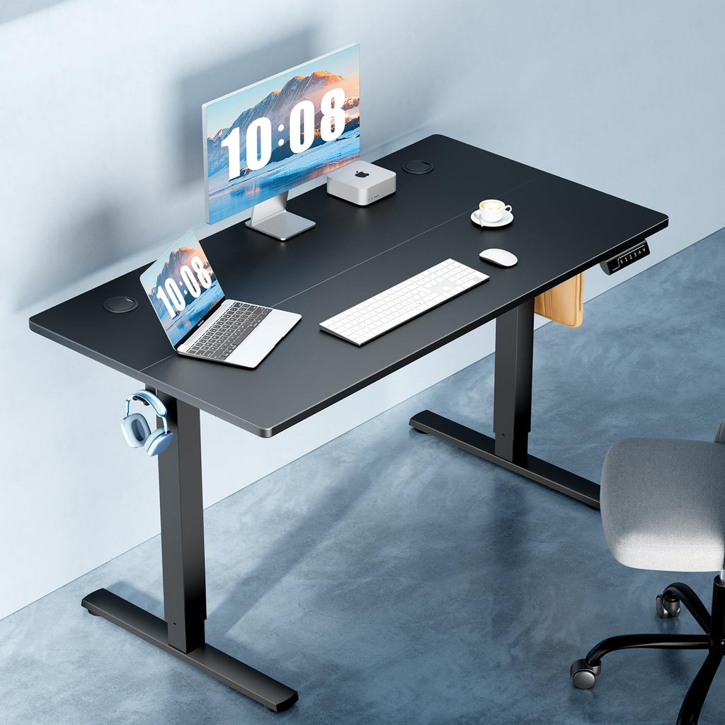 DUMOS Standing Desk, Electric Standing Desk Adjustable Height Ergonomic Adjustable Desk with Memory Preset, Computer Desk Stand Up Desk with T-Shaped Bracket Suitable for Home Office