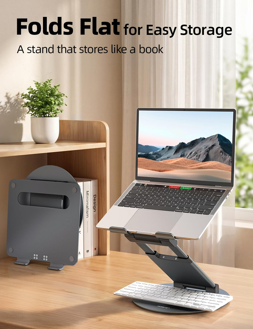 Nulaxy Swivel Laptop Stand Adjustable Height up to 21", Ergonomic Laptop Stand with 360 Rotating Base