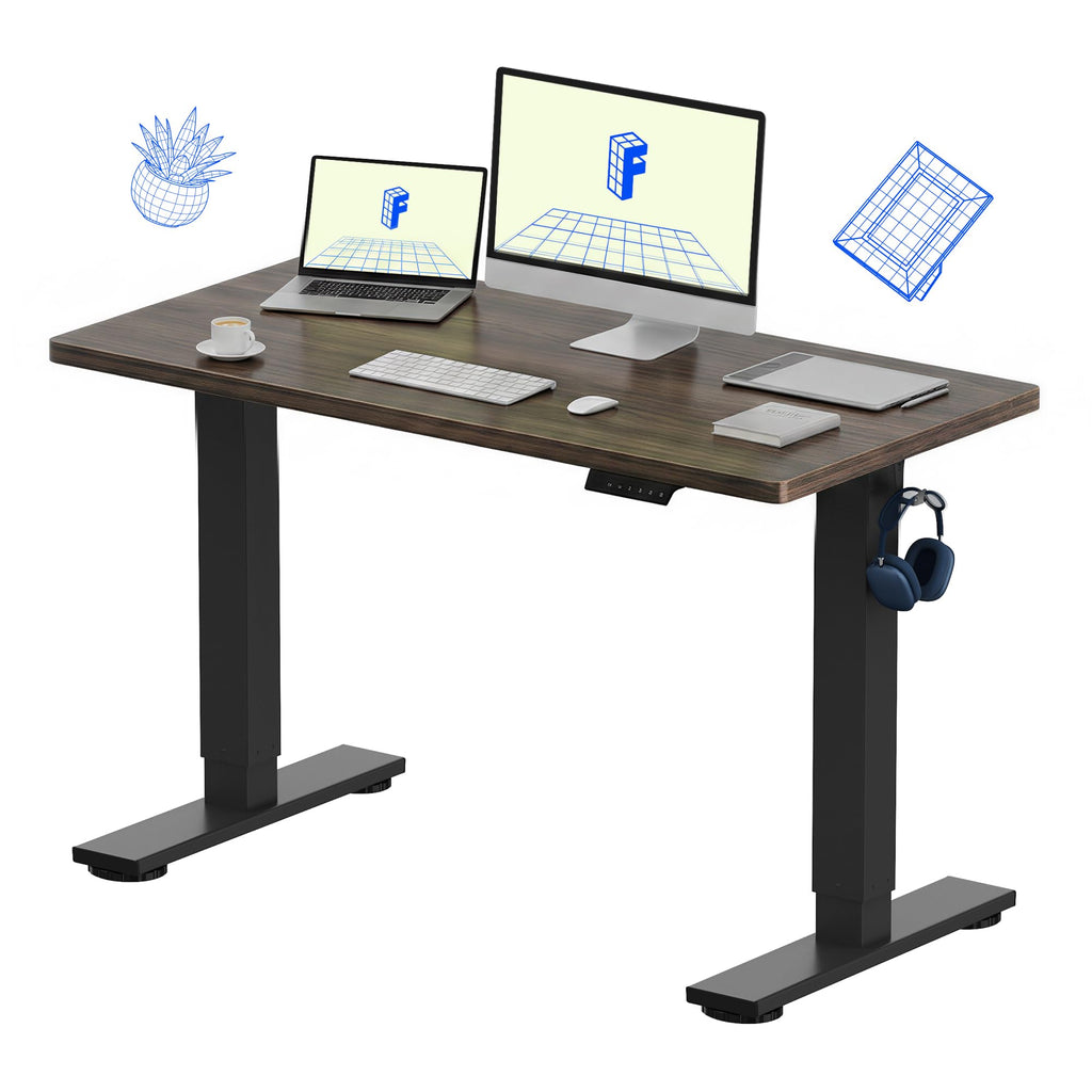 FLEXISPOT EN1 One-Piece Standing Desk, Electric Adjustable with 4 Memory Presets, 176 LBS Capacity, Stable & Quiet, Seamless Desktop for Home Office & Dual Monitors