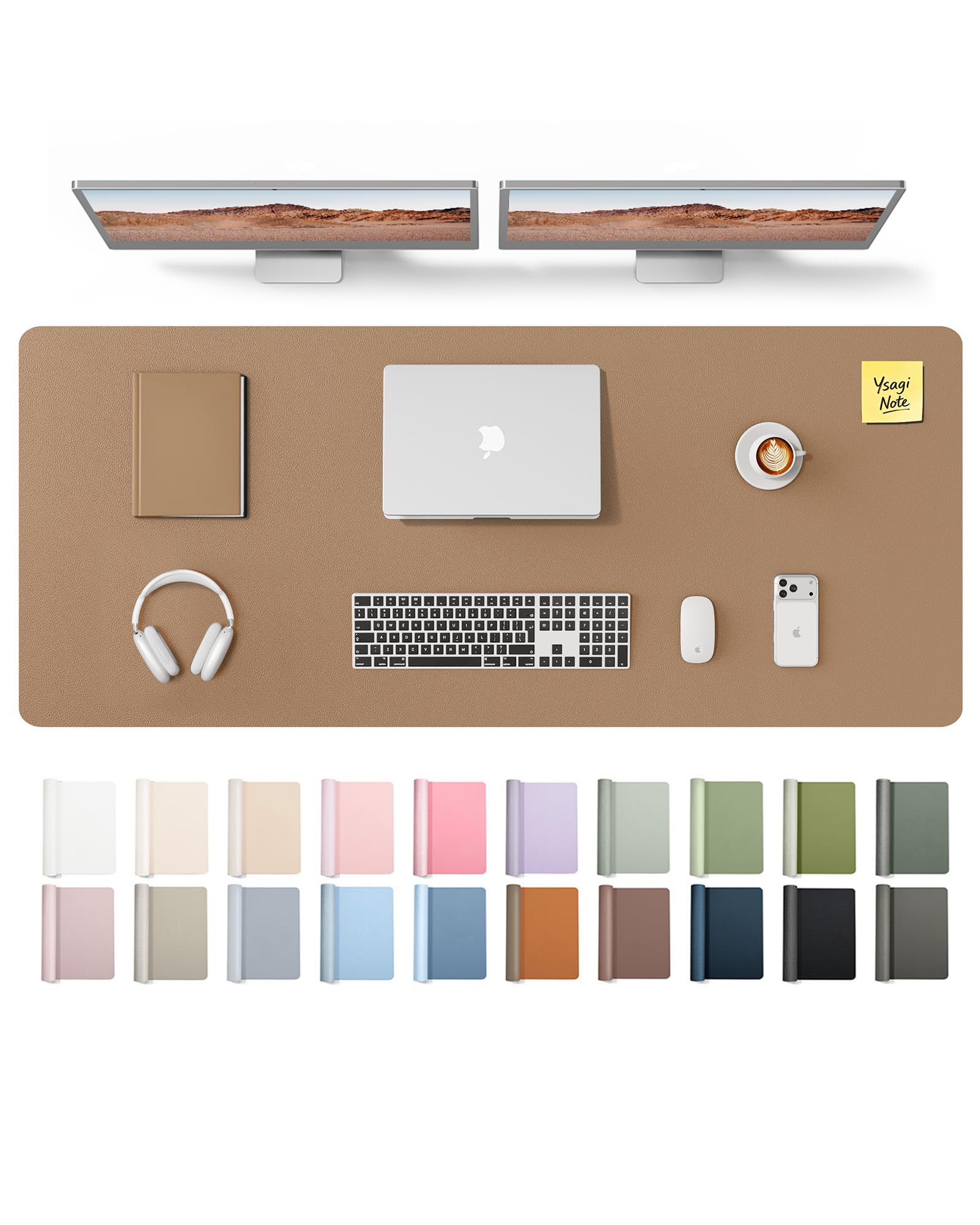 YSAGi Leather Desk Mat, Large Mouse Mat, Non-Slip Desk Pad Desk Protector Mat, Waterproof PU Leather Laptop Mat Table Mat Desk Writing Pad for Office and Home