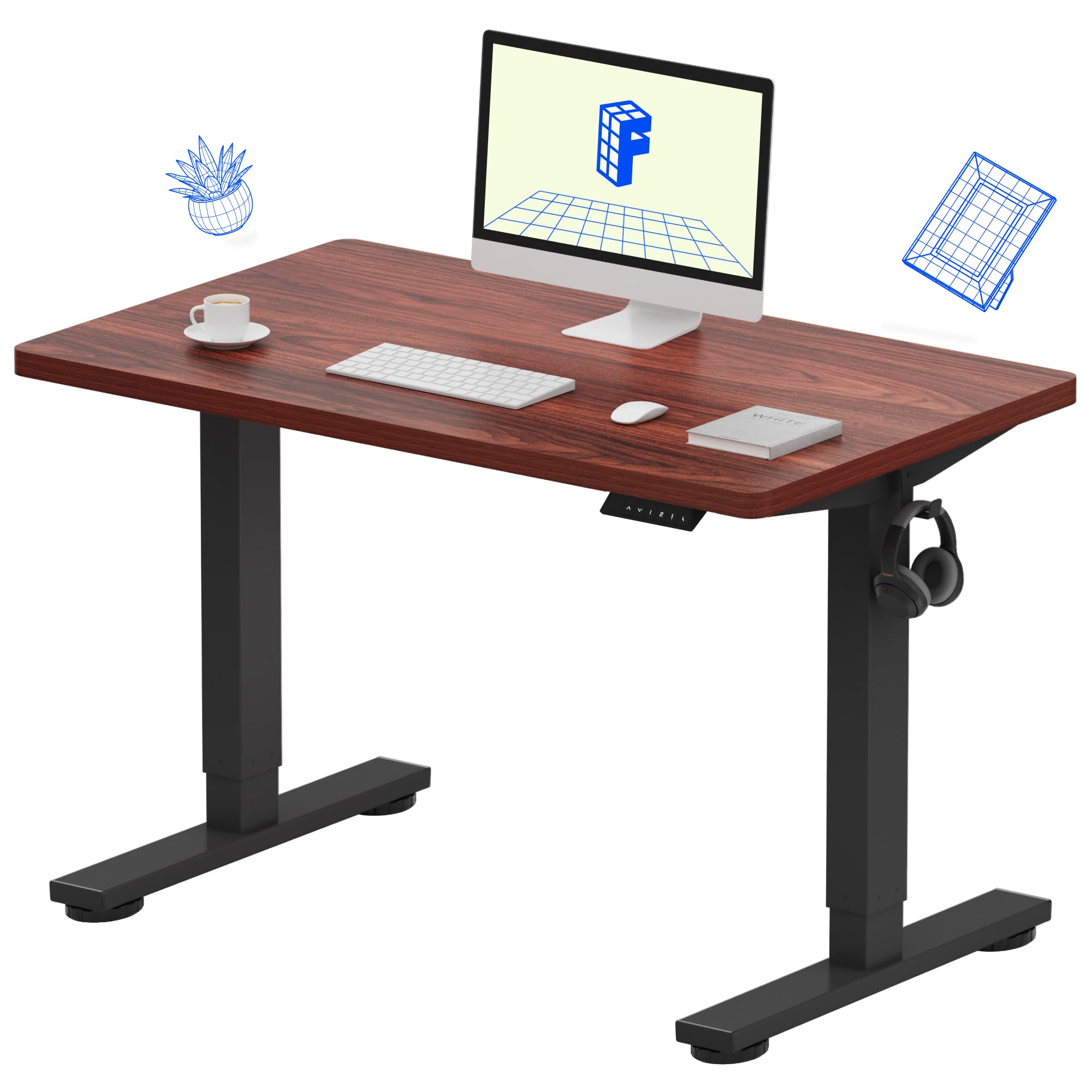 FLEXISPOT EN1 One-Piece Standing Desk, Electric Adjustable with 4 Memory Presets, 176 LBS Capacity, Stable & Quiet, Seamless Desktop for Home Office & Dual Monitors
