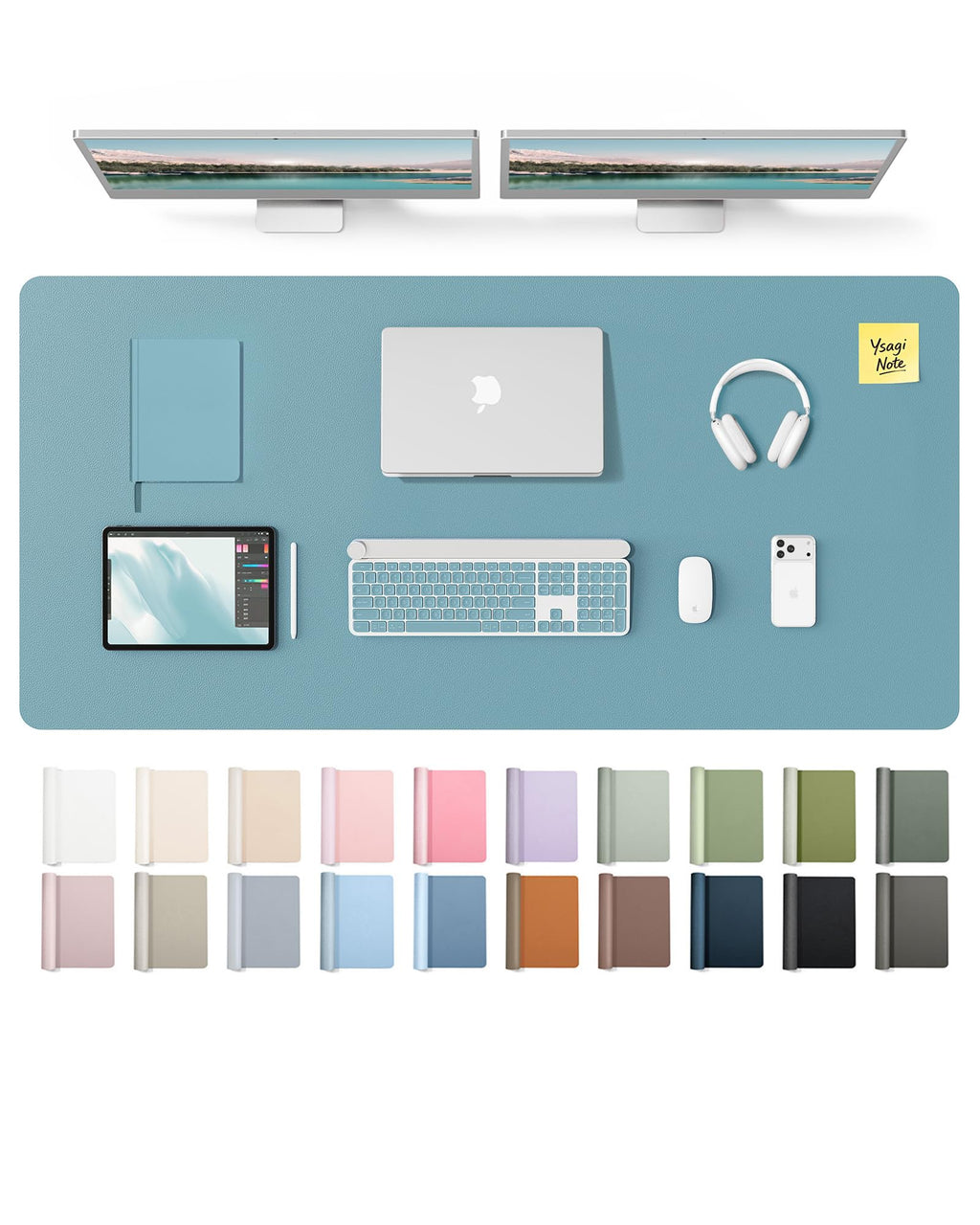 YSAGi Leather Desk Mat, Large Mouse Mat, Non-Slip Desk Pad Desk Protector Mat, Waterproof PU Leather Laptop Mat Table Mat Desk Writing Pad for Office and Home