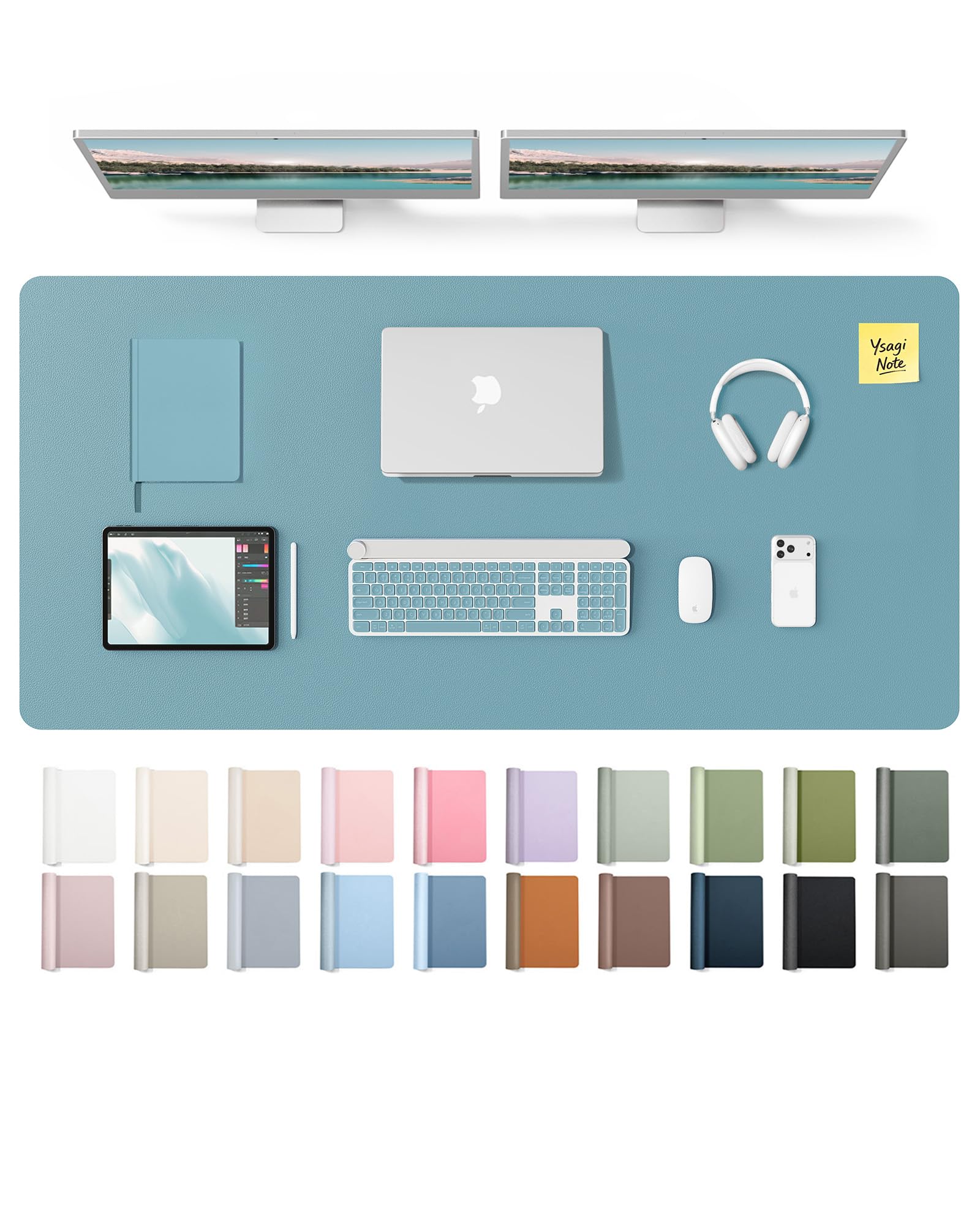 YSAGi Leather Desk Mat, Large Mouse Mat, Non-Slip Desk Pad Desk Protector Mat, Waterproof PU Leather Laptop Mat Table Mat Desk Writing Pad for Office and Home