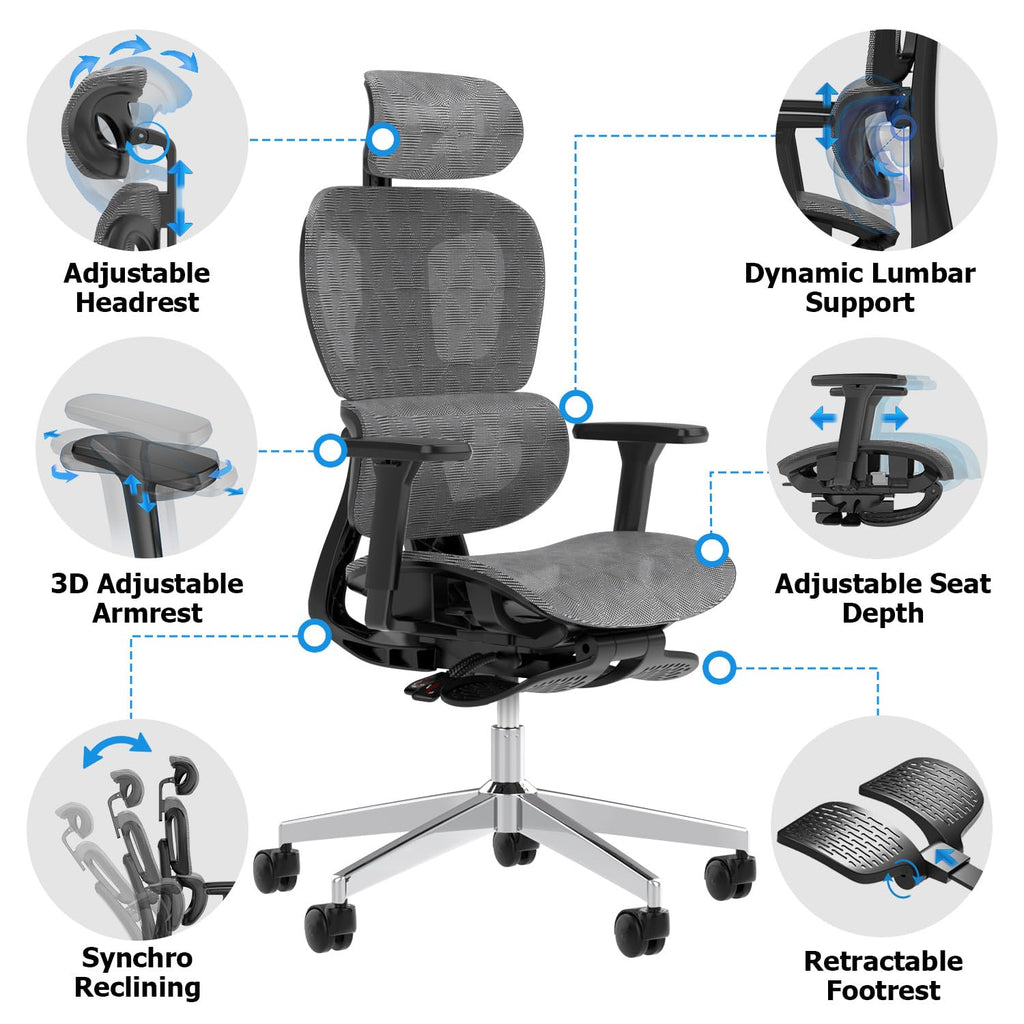 PatioMage Ergonomic Mesh Office Chair with 3D Adjustable Armrest,High Back Desk Computer Chair Ergo3d Ergonomic with Wheels for Home & Office Black