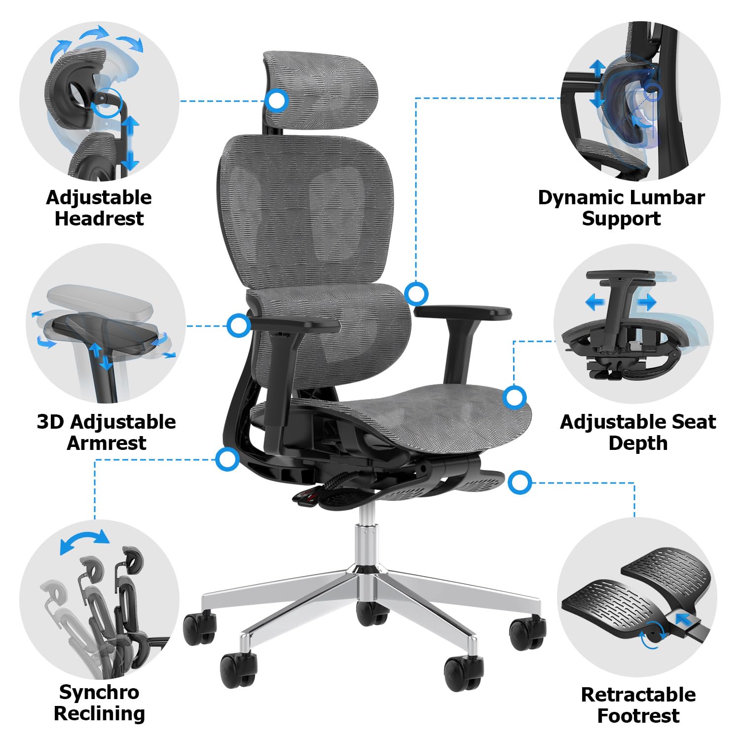 PatioMage Ergonomic Mesh Office Chair with 3D Adjustable Armrest,High Back Desk Computer Chair Ergo3d Ergonomic with Wheels for Home & Office Black