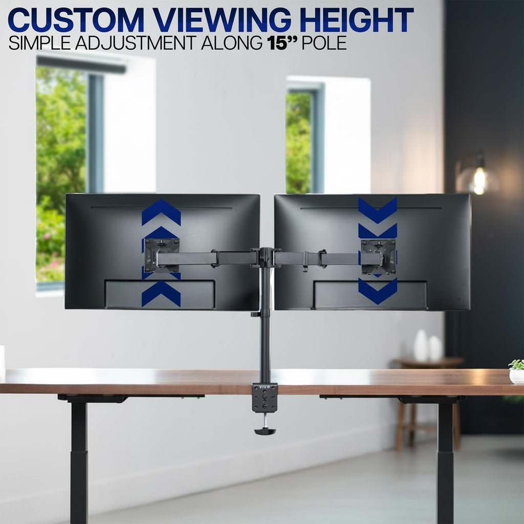 VIVO Dual Monitor Desk Mount, Heavy Duty Fully Adjustable Steel Stand, Holds 2 Computer Screens