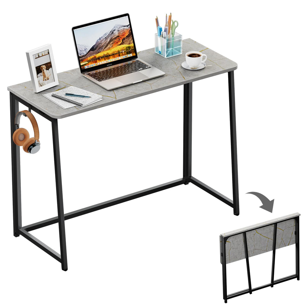 WOHOMO Folding Computer Desk, Small Writing Foldable Desk, Space-Saving Laptop Table, Easy Assemble Workstation for Home Office