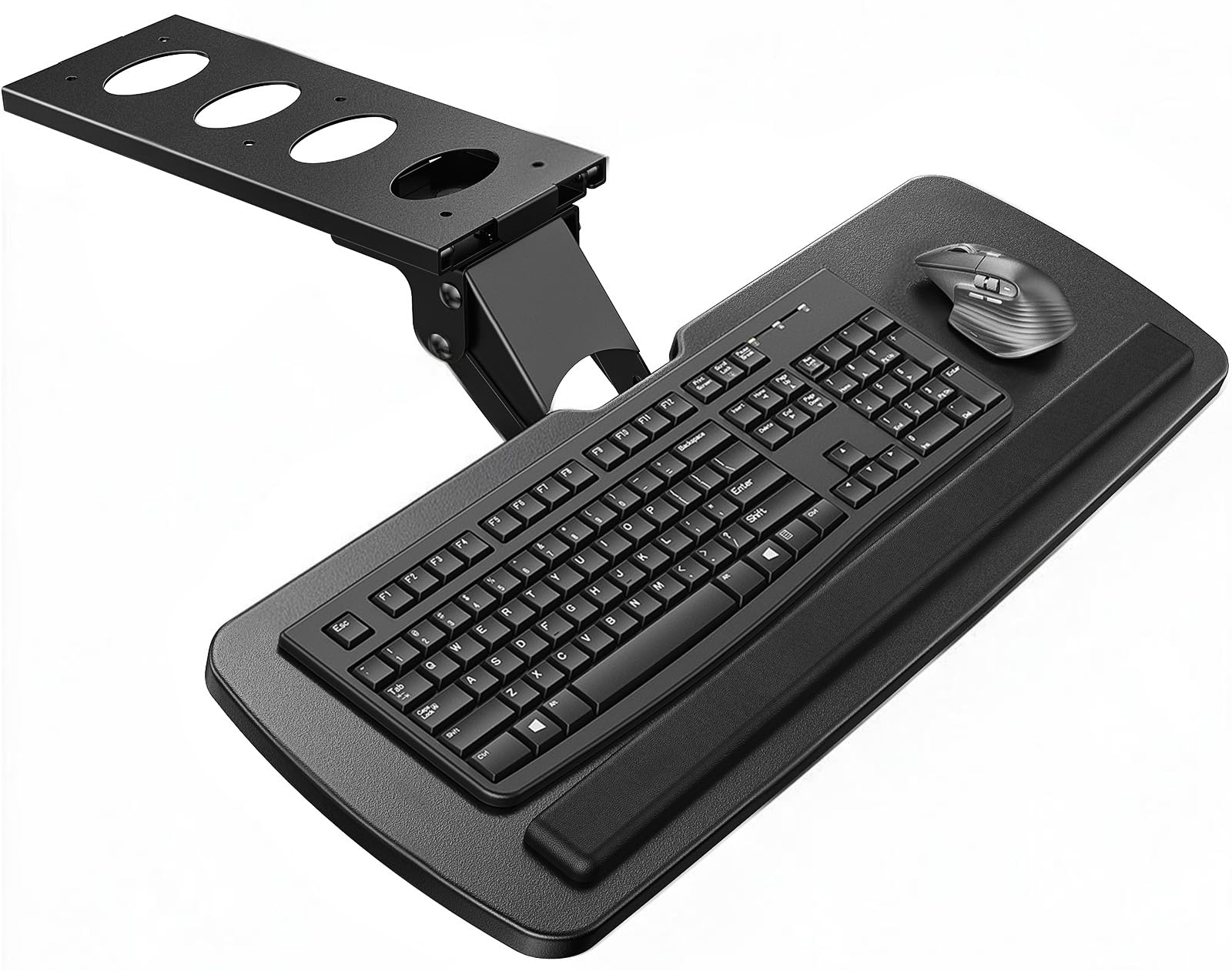HUANUO Keyboard Tray Under Desk, 360 Adjustable Ergonomic Sliding Keyboard & Mouse Tray, Under Desk Keyboard Tray Slide Out, Keyboard Holder Under Desk for Typing in Home, Office Work, 25"W x 9.84"D