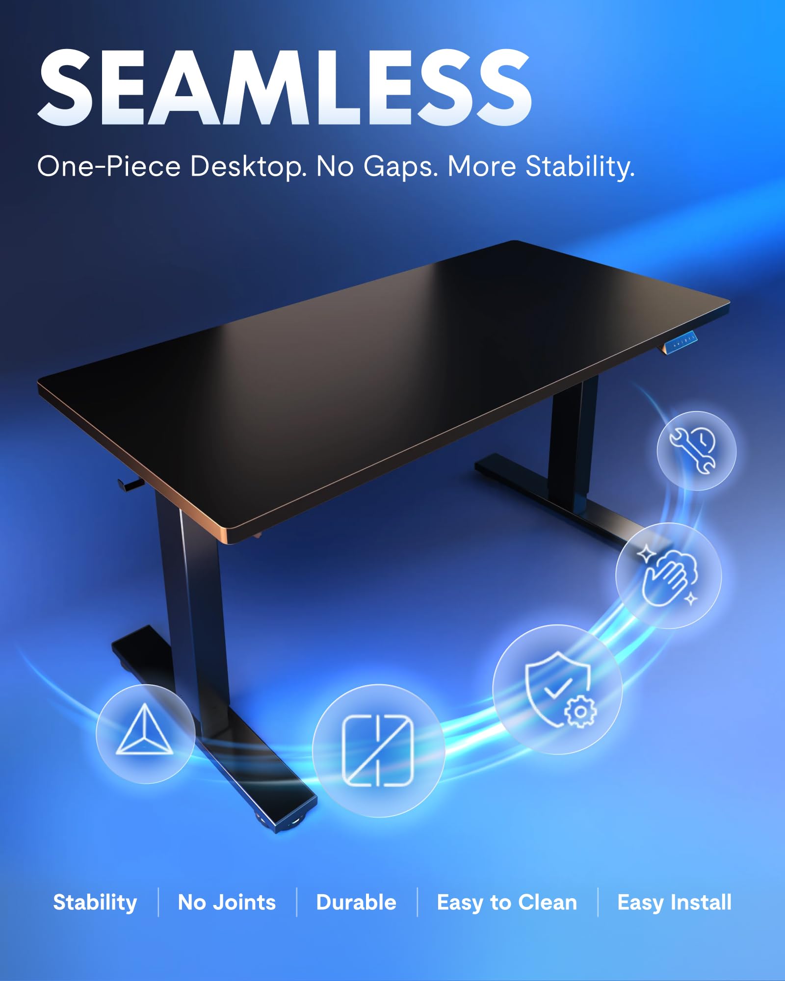 FLEXISPOT EN1 One-Piece Standing Desk, Electric Adjustable with 4 Memory Presets, 176 LBS Capacity, Stable & Quiet, Seamless Desktop for Home Office & Dual Monitors
