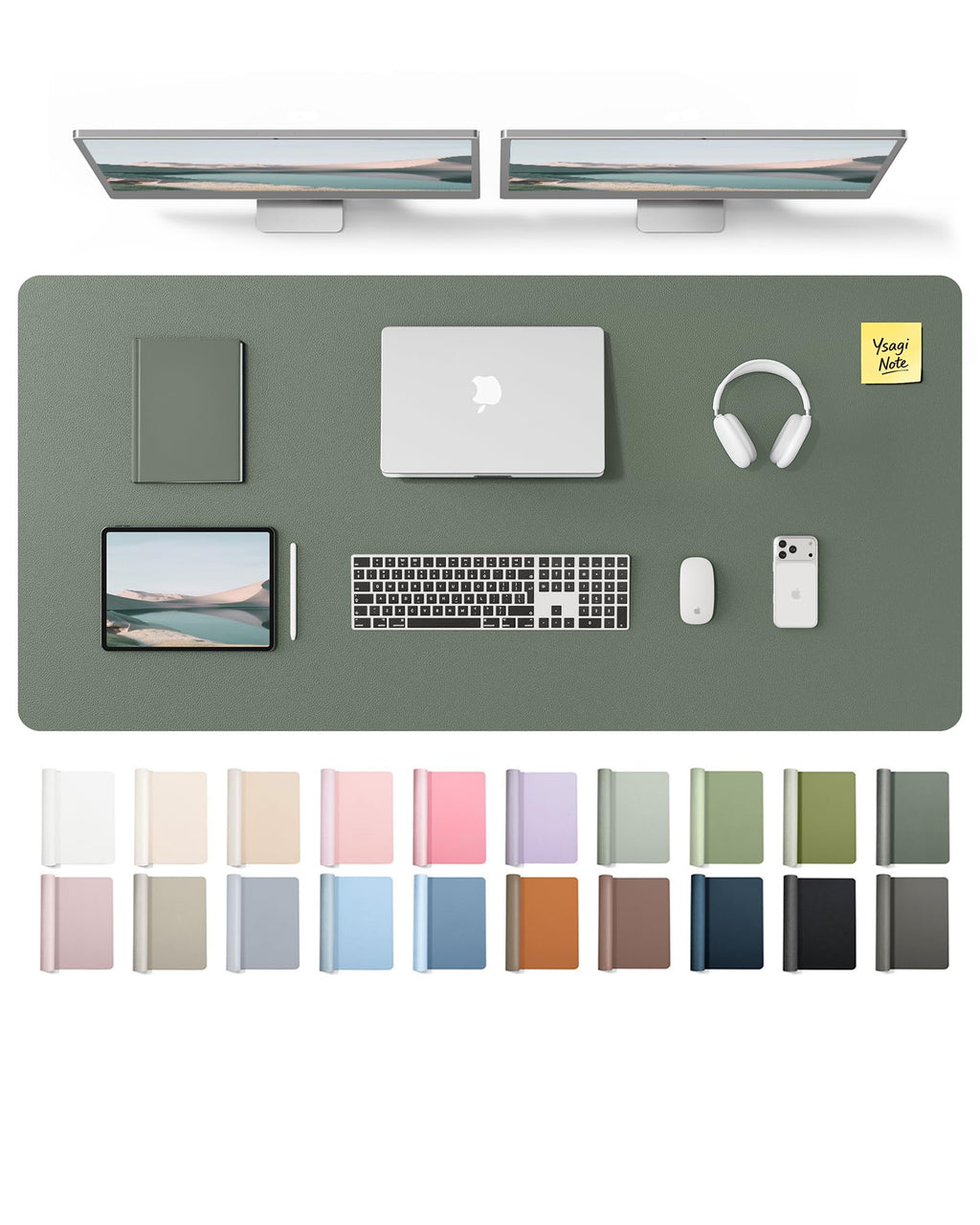 YSAGi Leather Desk Mat, Large Mouse Mat, Non-Slip Desk Pad Desk Protector Mat, Waterproof PU Leather Laptop Mat Table Mat Desk Writing Pad for Office and Home