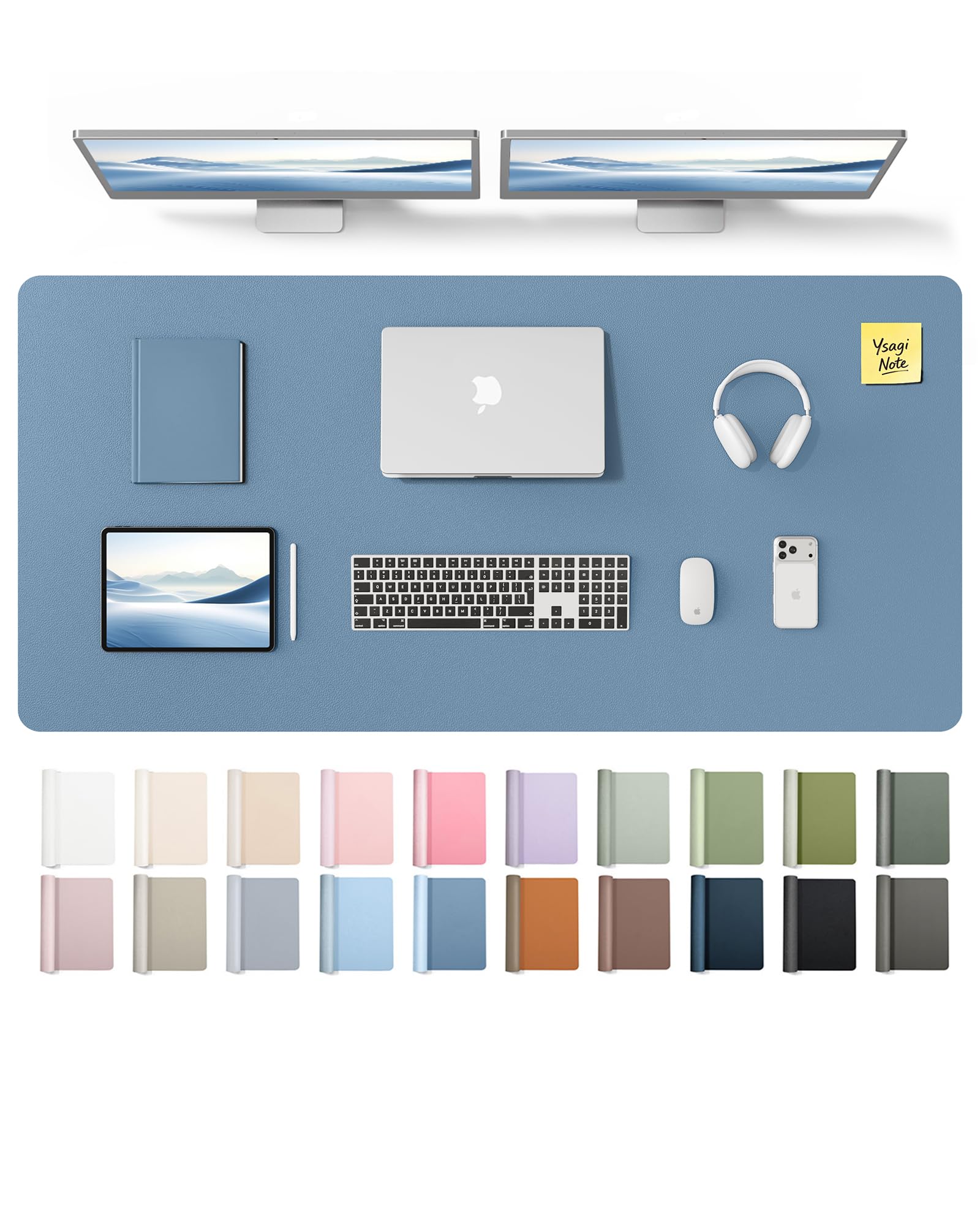 YSAGi Leather Desk Mat, Large Mouse Mat, Non-Slip Desk Pad Desk Protector Mat, Waterproof PU Leather Laptop Mat Table Mat Desk Writing Pad for Office and Home