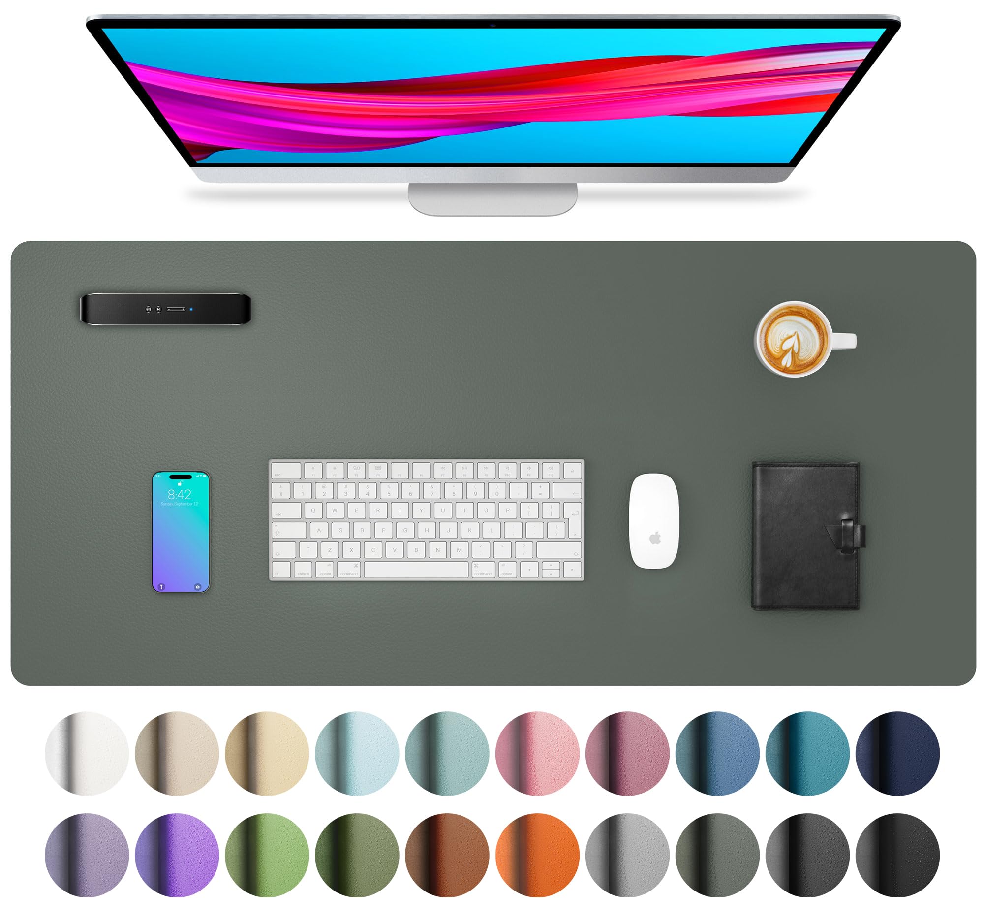 Leather Desk Pad Protector,Mouse Pad,Office Desk Mat,Non-Slip PU Leather Desk Blotter,Laptop Desk Pad,Waterproof Desk Writing Pad for Office and Home