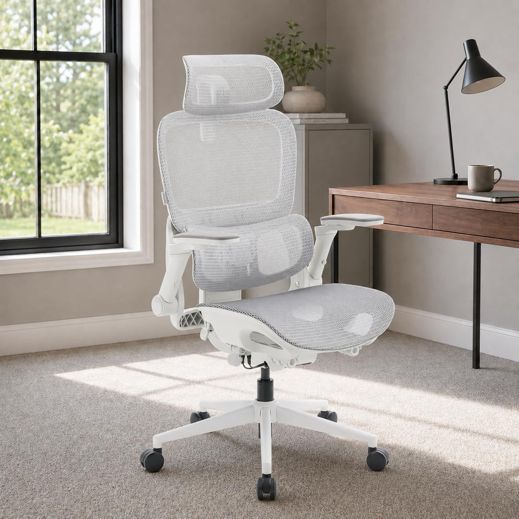 SIHOO Ergonomic Mesh Office Chair, Computer Desk Chair with 3-Way Armrests, 2-Way Lumbar Support and Adjustable Headrest, High Back Home Office Chair with Tilt Function, Mesh Back and Seat