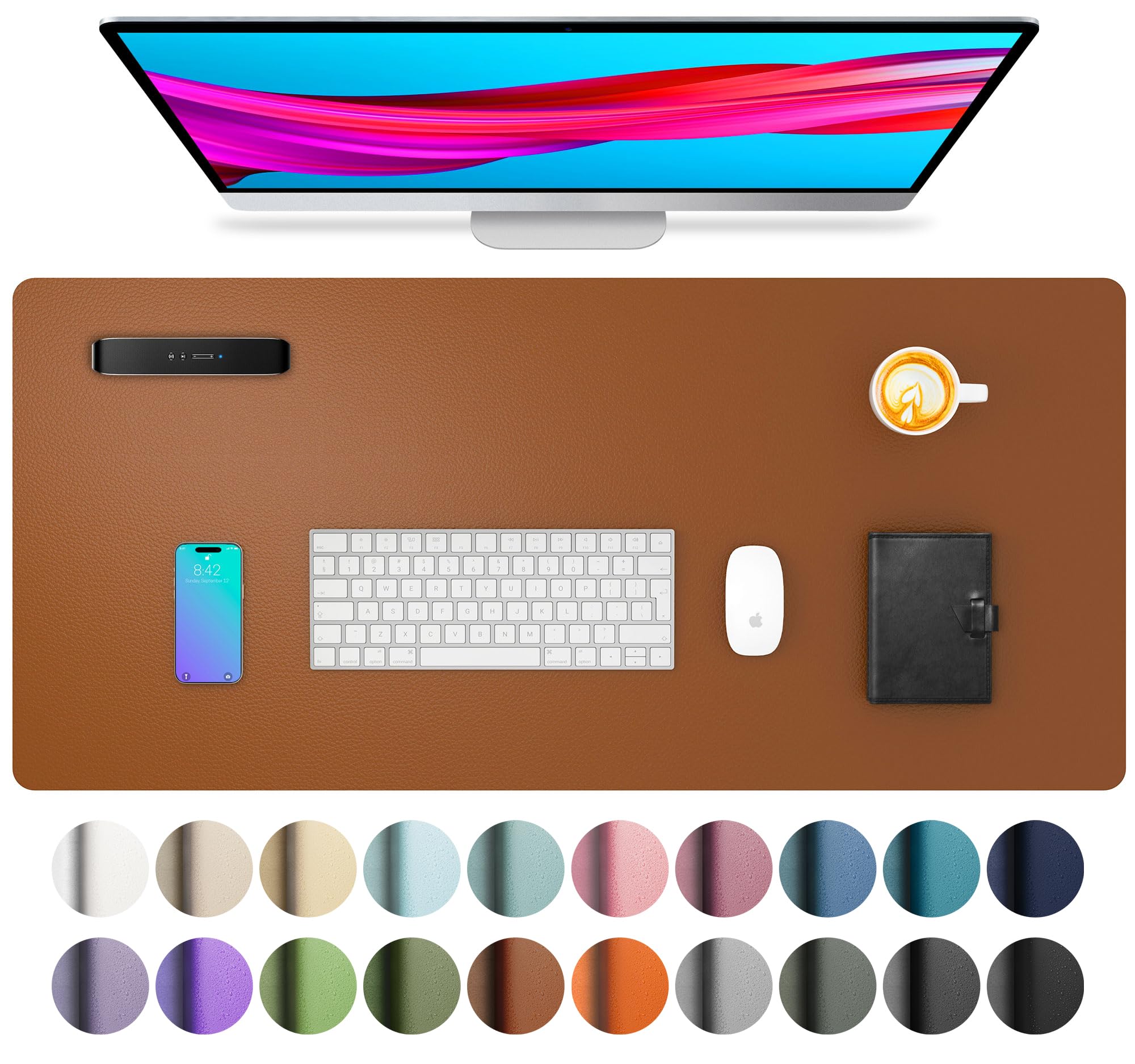 Leather Desk Pad Protector,Mouse Pad,Office Desk Mat,Non-Slip PU Leather Desk Blotter,Laptop Desk Pad,Waterproof Desk Writing Pad for Office and Home