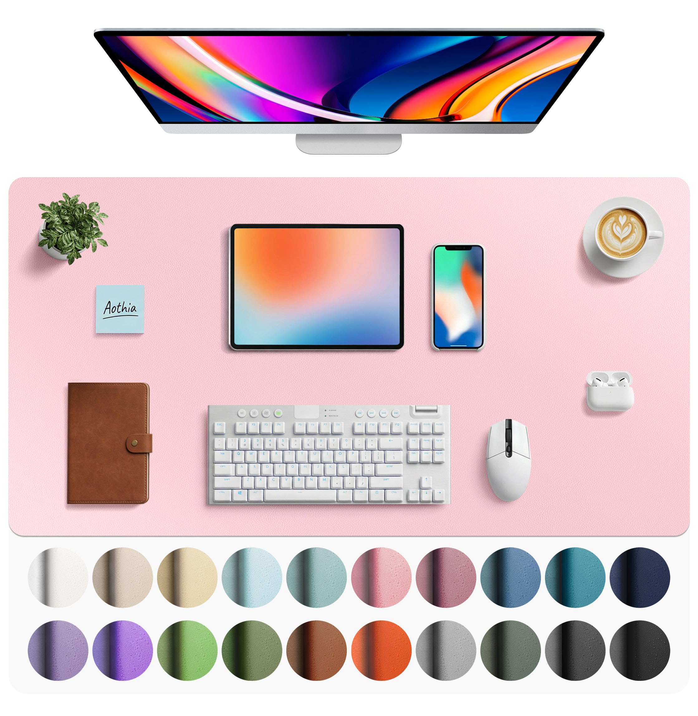 Leather Desk Pad Protector,Mouse Pad,Office Desk Mat,Non-Slip PU Leather Desk Blotter,Laptop Desk Pad,Waterproof Desk Writing Pad for Office and Home