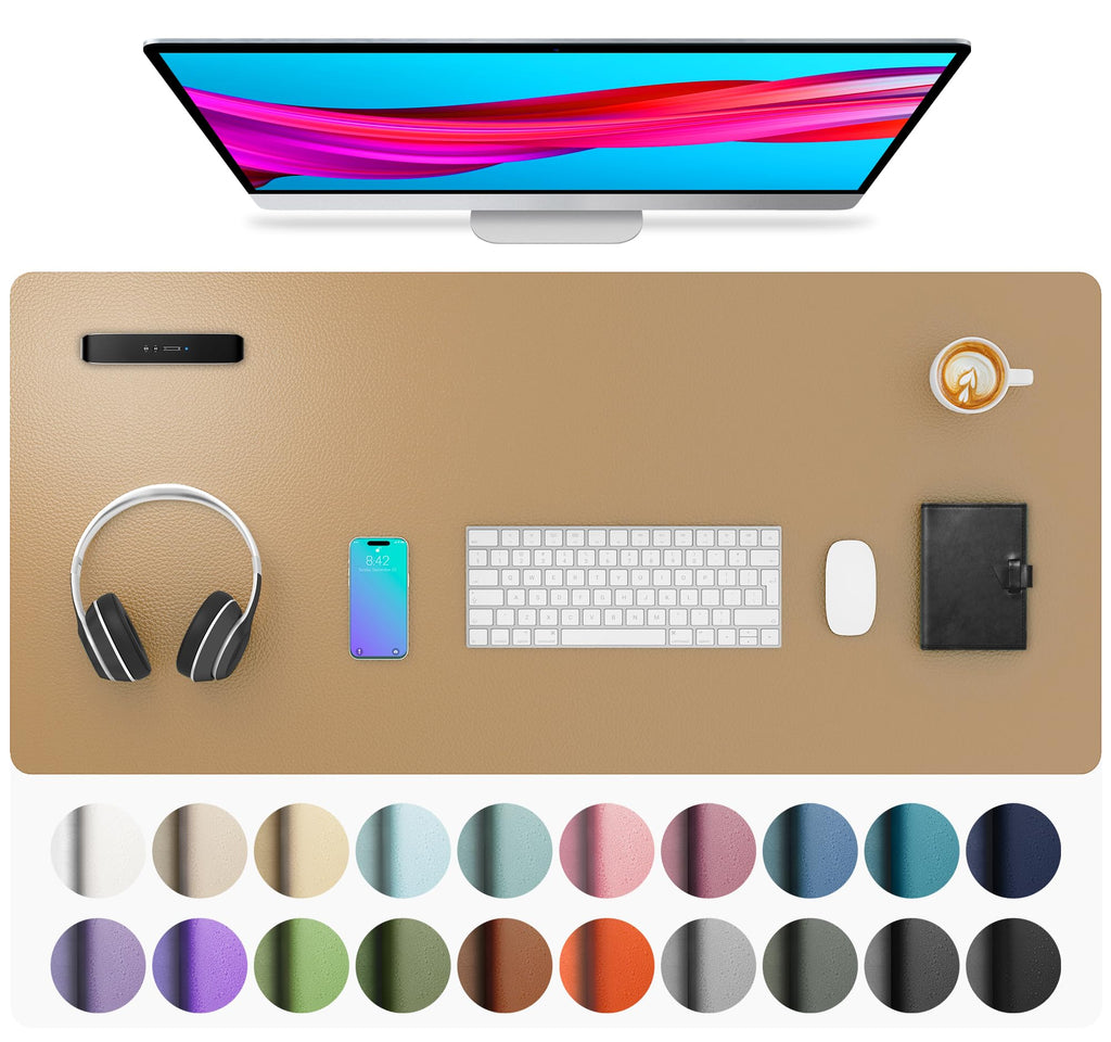 Leather Desk Pad Protector,Mouse Pad,Office Desk Mat,Non-Slip PU Leather Desk Blotter,Laptop Desk Pad,Waterproof Desk Writing Pad for Office and Home