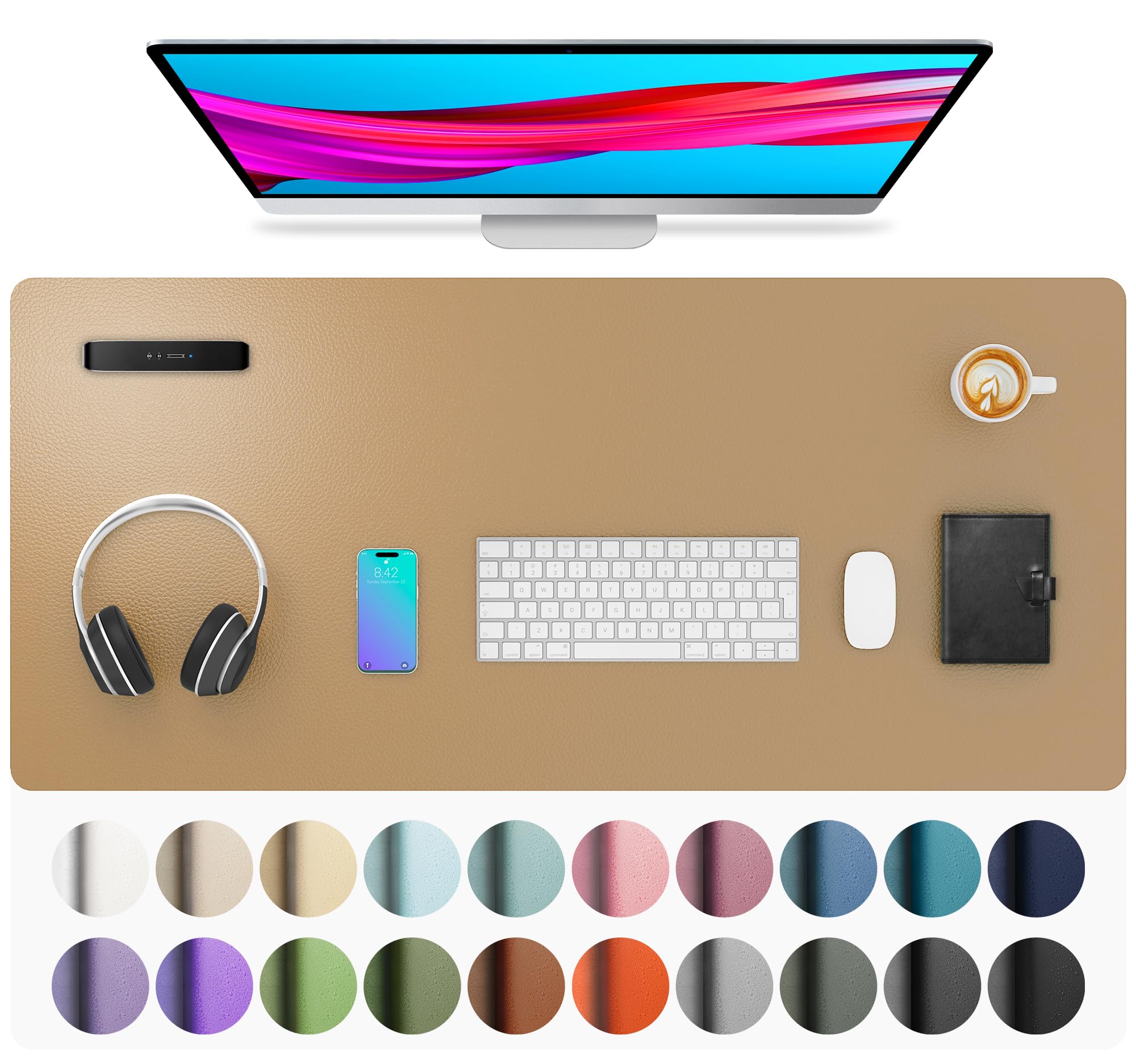 Leather Desk Pad Protector,Mouse Pad,Office Desk Mat,Non-Slip PU Leather Desk Blotter,Laptop Desk Pad,Waterproof Desk Writing Pad for Office and Home