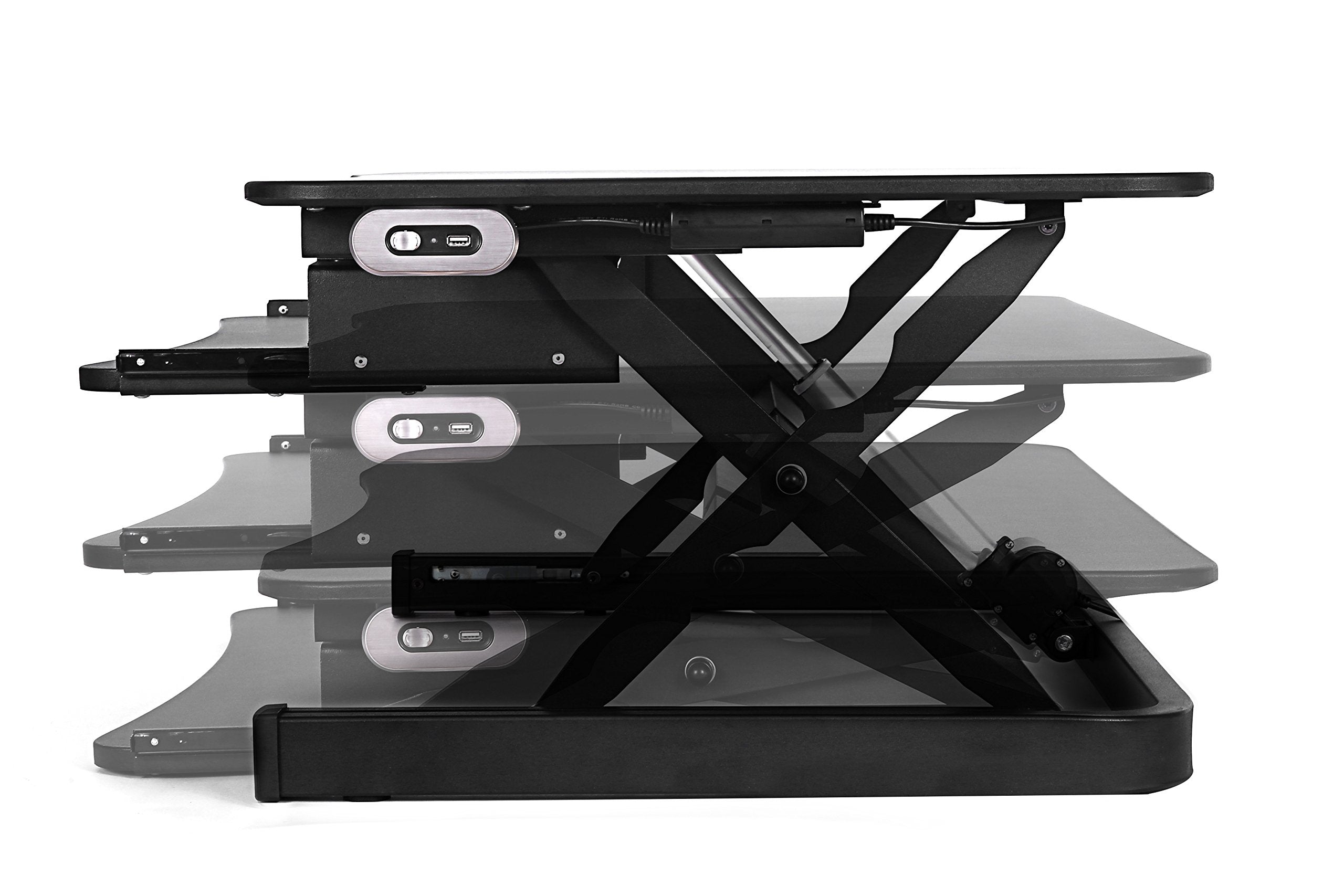 ApexDesk ZT Series Height Adjustable Sit to Stand Electric Desk Converter, 2-Tier Design with Large 36x24 Upper Work Surface and Lower Keyboard Tray Deck