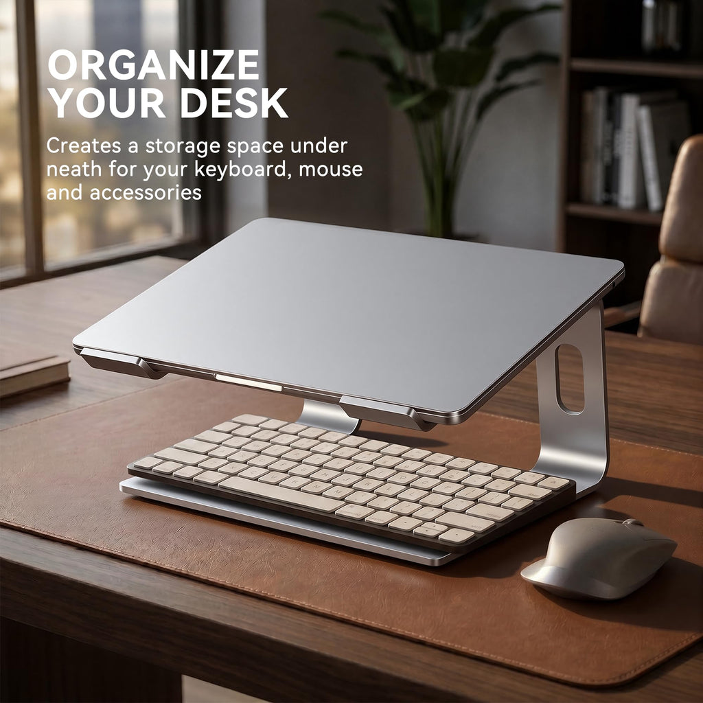 SOUNDANCE Laptop Stand, Aluminum Computer Riser, Ergonomic Laptops Elevator for Desk, Metal Holder Compatible with 10 to 15.6 Inches Notebook Computer
