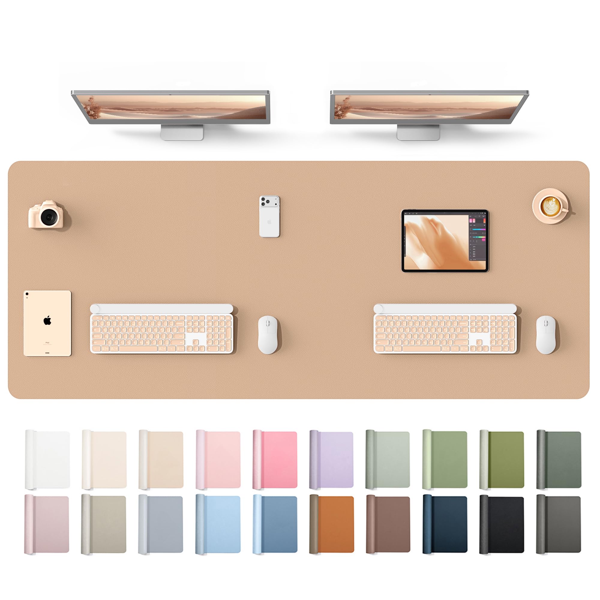 YSAGi Leather Desk Mat, Large Mouse Mat, Non-Slip Desk Pad Desk Protector Mat, Waterproof PU Leather Laptop Mat Table Mat Desk Writing Pad for Office and Home