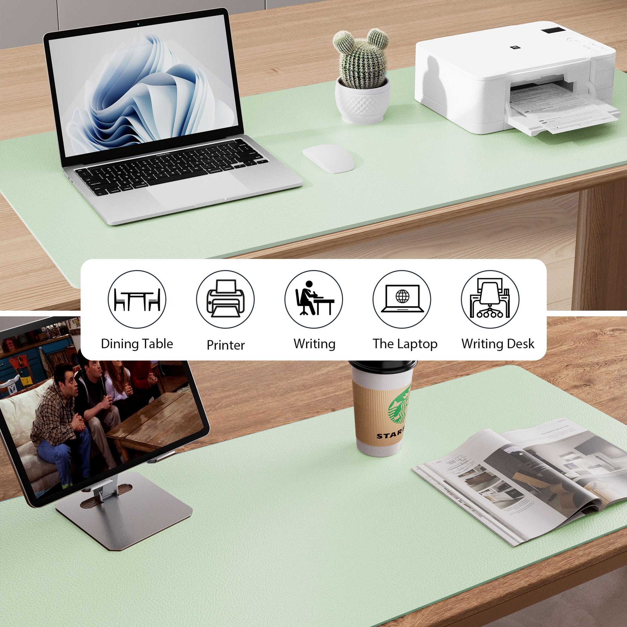 Leather Desk Pad Protector,Mouse Pad,Office Desk Mat,Non-Slip PU Leather Desk Blotter,Laptop Desk Pad,Waterproof Desk Writing Pad for Office and Home