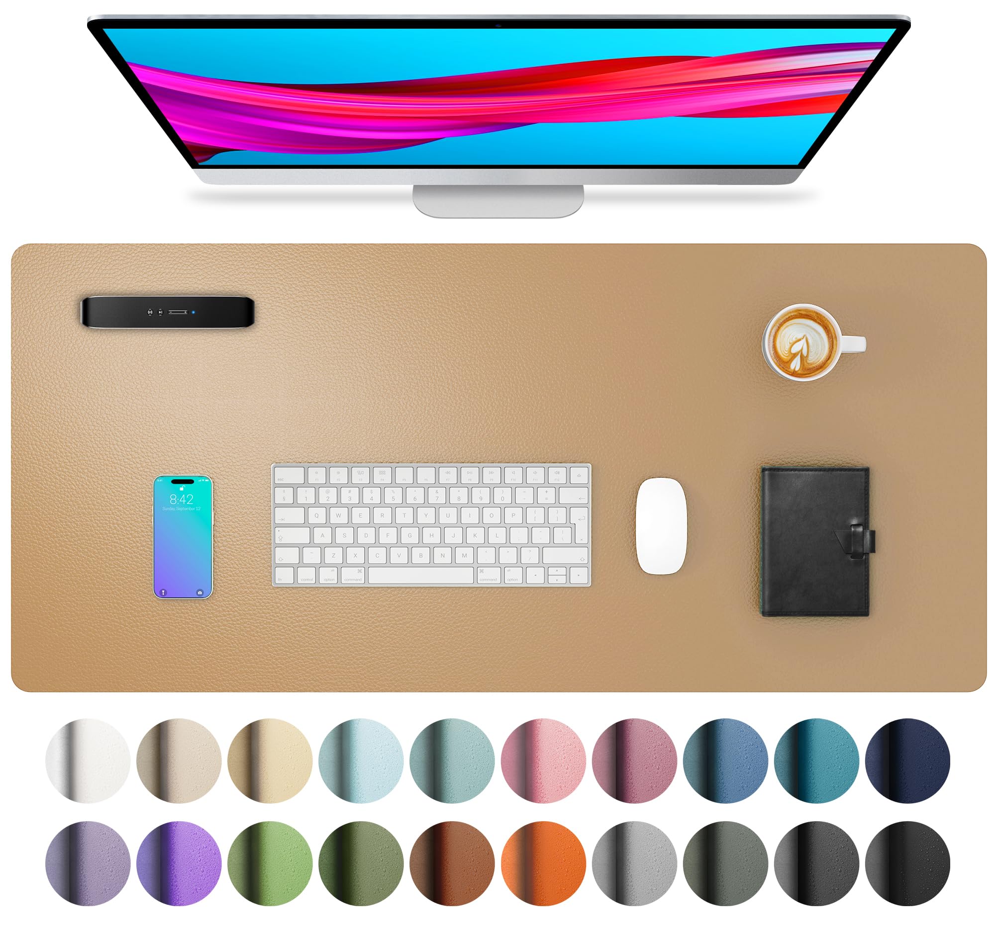 Leather Desk Pad Protector,Mouse Pad,Office Desk Mat,Non-Slip PU Leather Desk Blotter,Laptop Desk Pad,Waterproof Desk Writing Pad for Office and Home