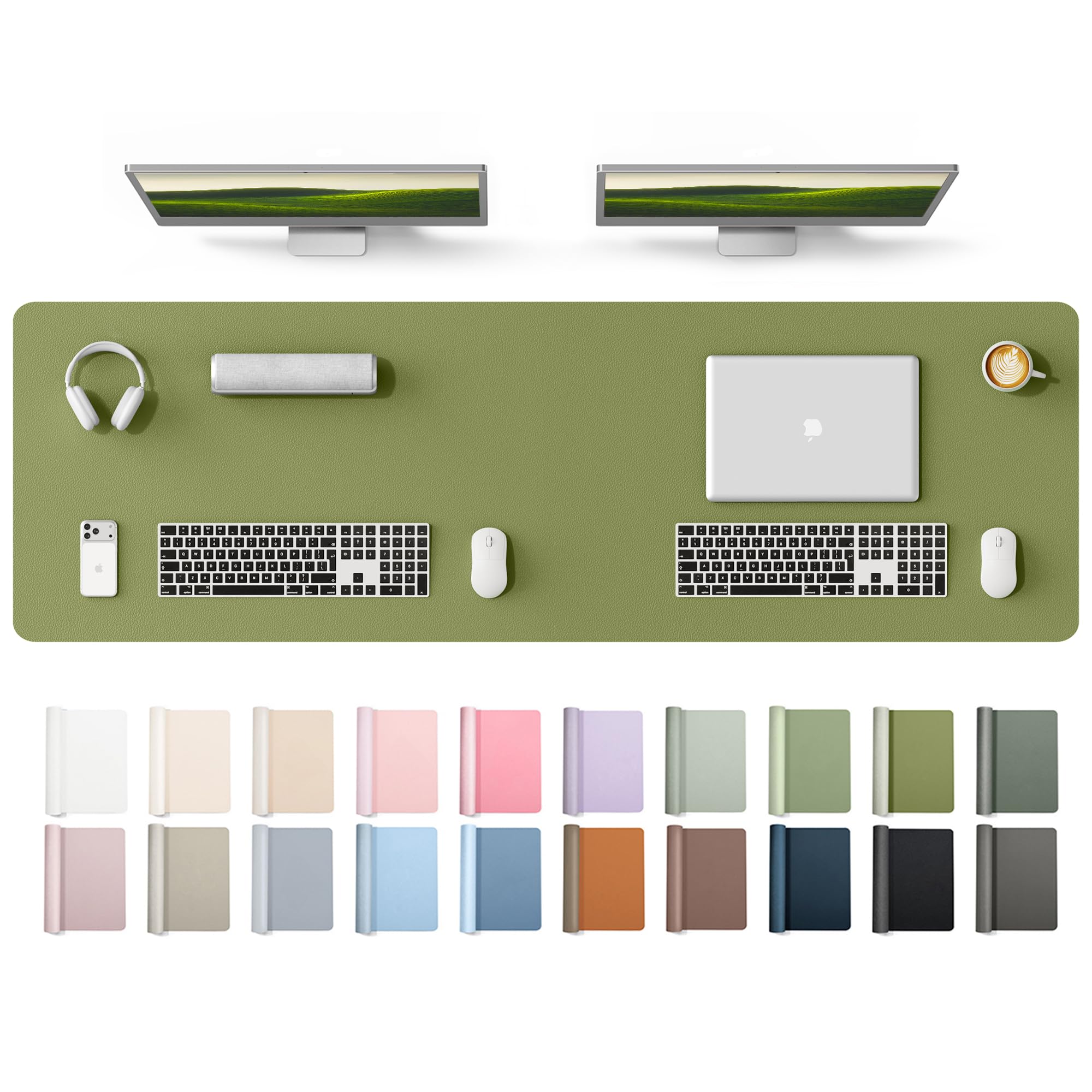 YSAGi Leather Desk Mat, Large Mouse Mat, Non-Slip Desk Pad Desk Protector Mat, Waterproof PU Leather Laptop Mat Table Mat Desk Writing Pad for Office and Home