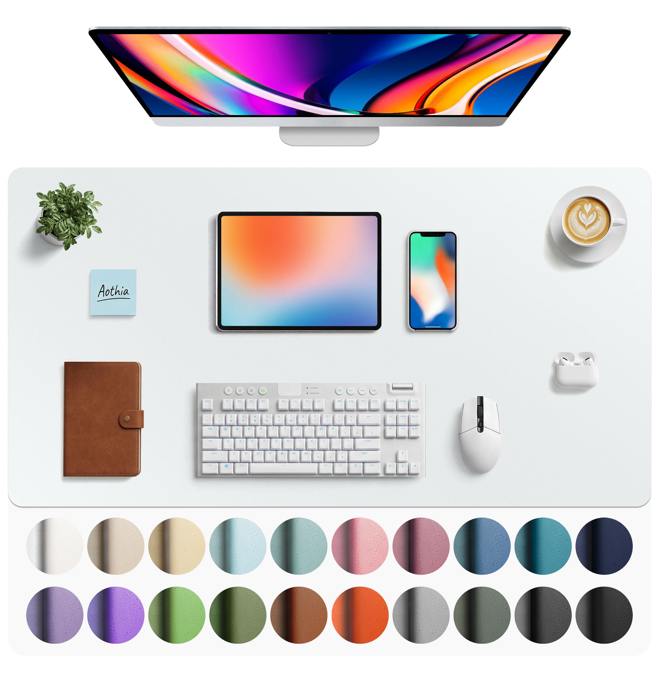 Leather Desk Pad Protector,Mouse Pad,Office Desk Mat,Non-Slip PU Leather Desk Blotter,Laptop Desk Pad,Waterproof Desk Writing Pad for Office and Home