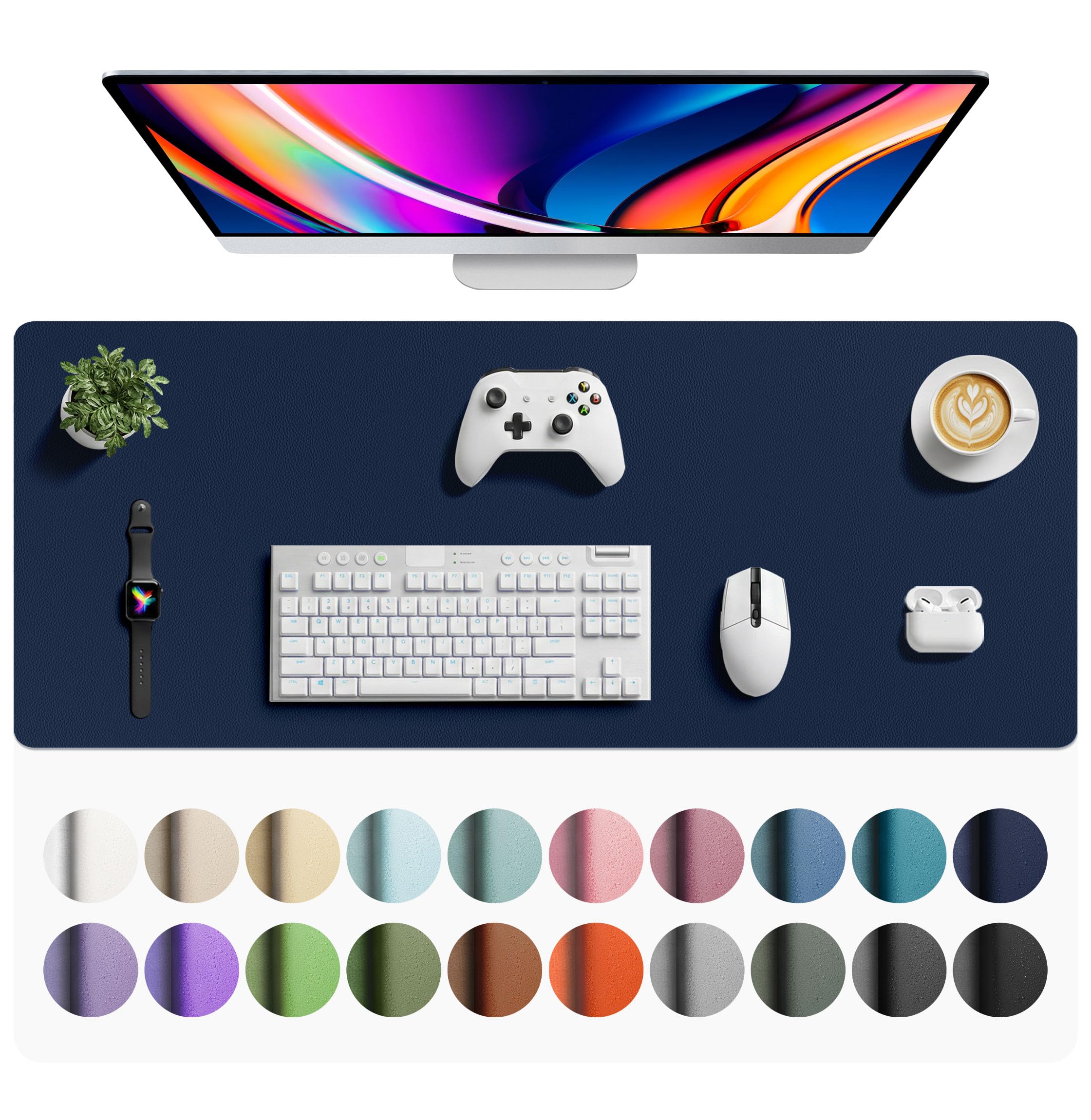 Leather Desk Pad Protector,Mouse Pad,Office Desk Mat,Non-Slip PU Leather Desk Blotter,Laptop Desk Pad,Waterproof Desk Writing Pad for Office and Home