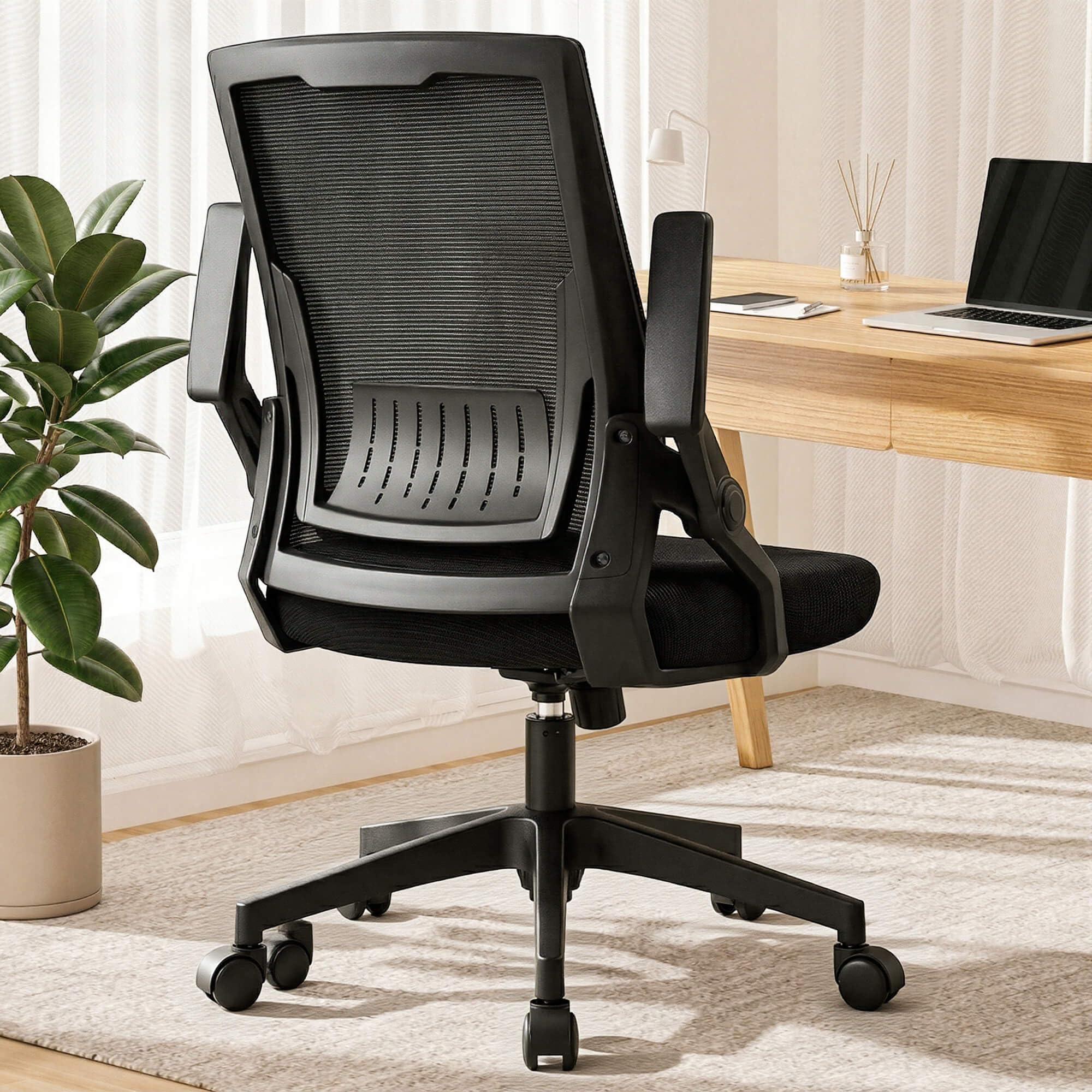 GTPLAYER Ergonomic Office Chair with Flip-up Armrests Executive Computer Chair for Home Office, Breathable Mesh & Adaptive Lumbar Support