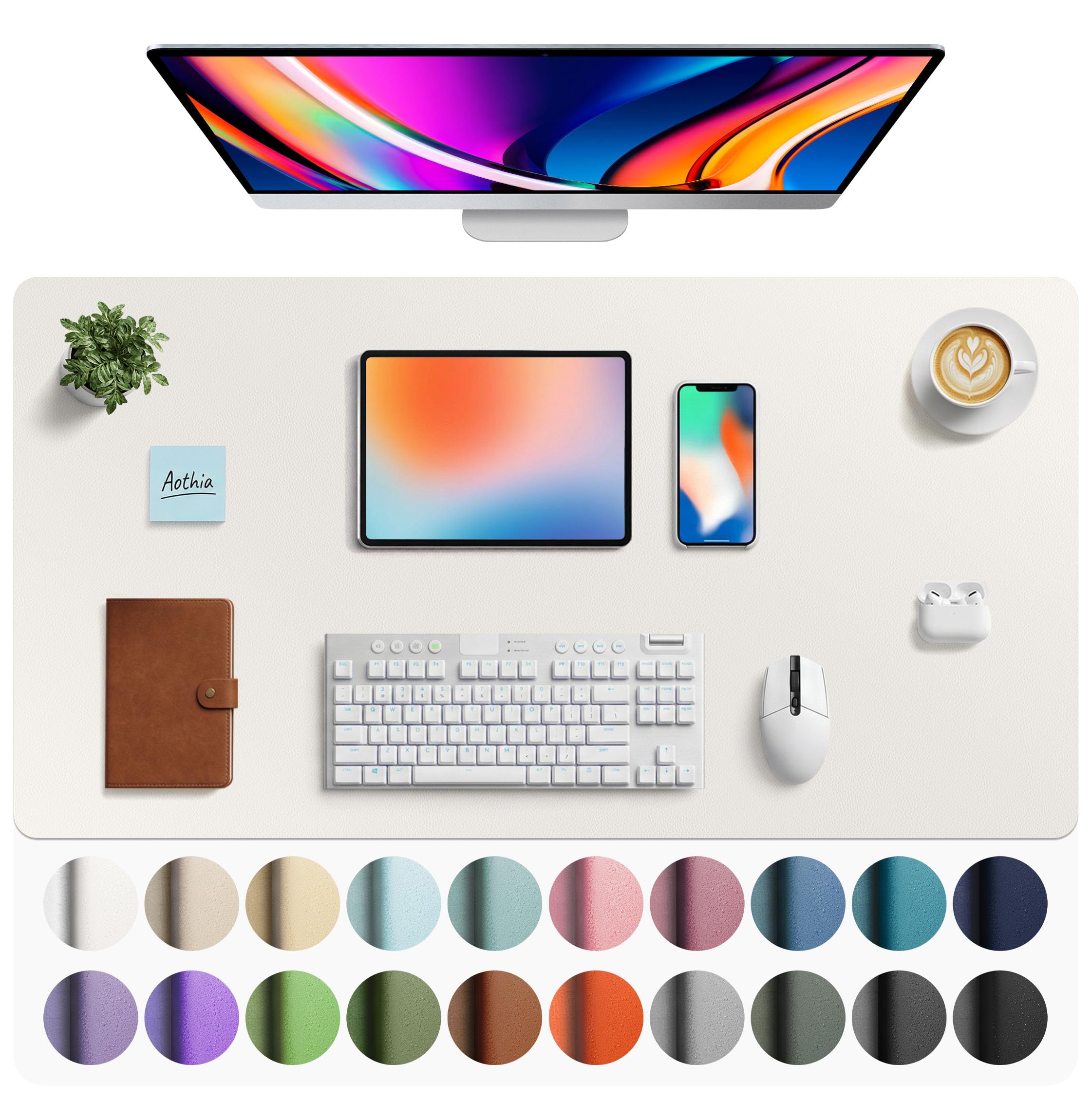 Leather Desk Pad Protector,Mouse Pad,Office Desk Mat,Non-Slip PU Leather Desk Blotter,Laptop Desk Pad,Waterproof Desk Writing Pad for Office and Home