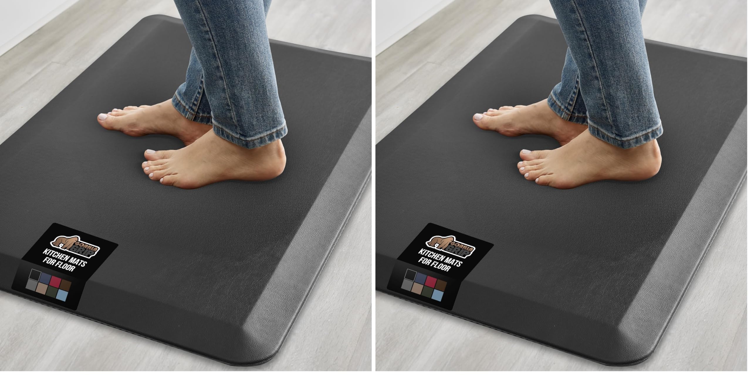 GORILLA GRIP Comfortable Cushioned Kitchen Mats for Floor, Waterproof and Stain Resistant Soft Top, 3/4 Inch Thick Ergonomic Standing Desk Anti Fatigue Mat, Foam Supports Ankles and Feet