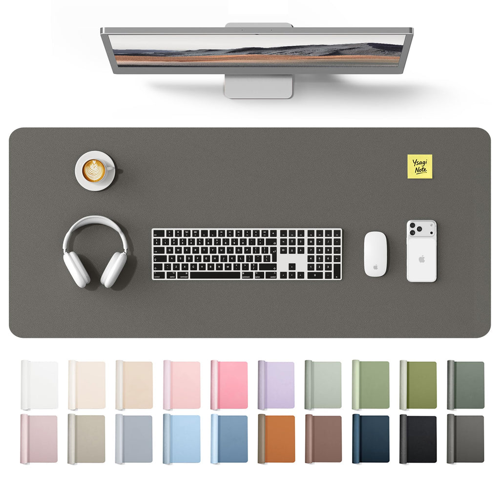 YSAGi Leather Desk Mat, Large Mouse Mat, Non-Slip Desk Pad Desk Protector Mat, Waterproof PU Leather Laptop Mat Table Mat Desk Writing Pad for Office and Home