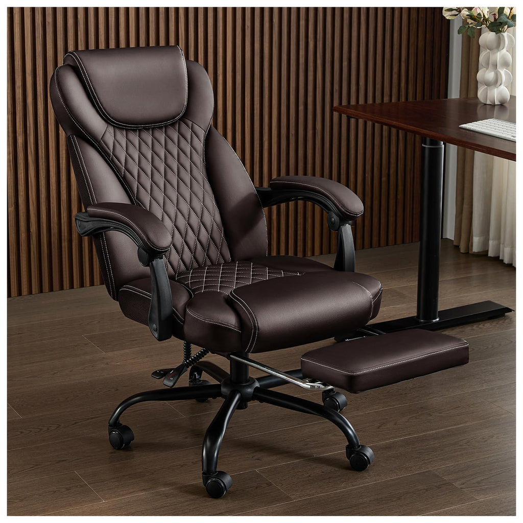 amseatec Office Chair, Big and Tall Office Chair Ergonomic Chair Home Office Desk Chairs Reclining High Back Leather Chair with Lumbar Support