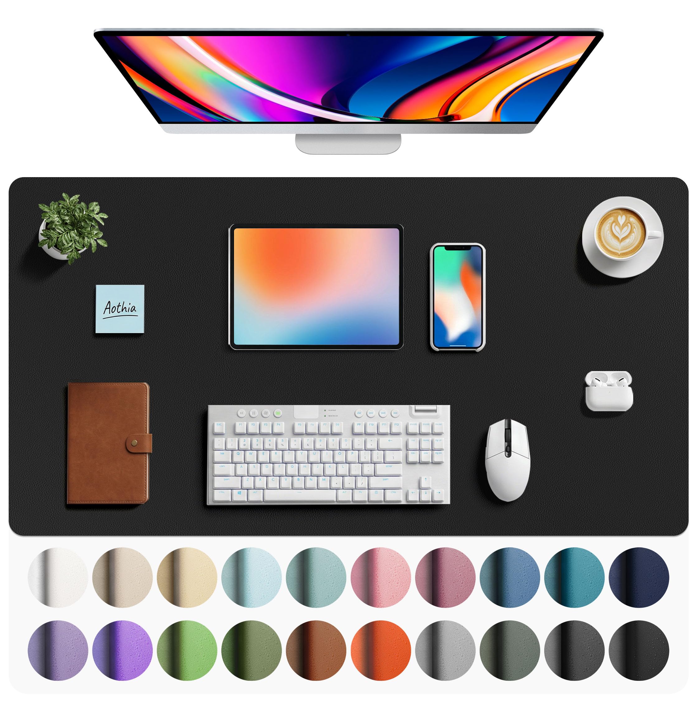 Leather Desk Pad Protector,Mouse Pad,Office Desk Mat,Non-Slip PU Leather Desk Blotter,Laptop Desk Pad,Waterproof Desk Writing Pad for Office and Home