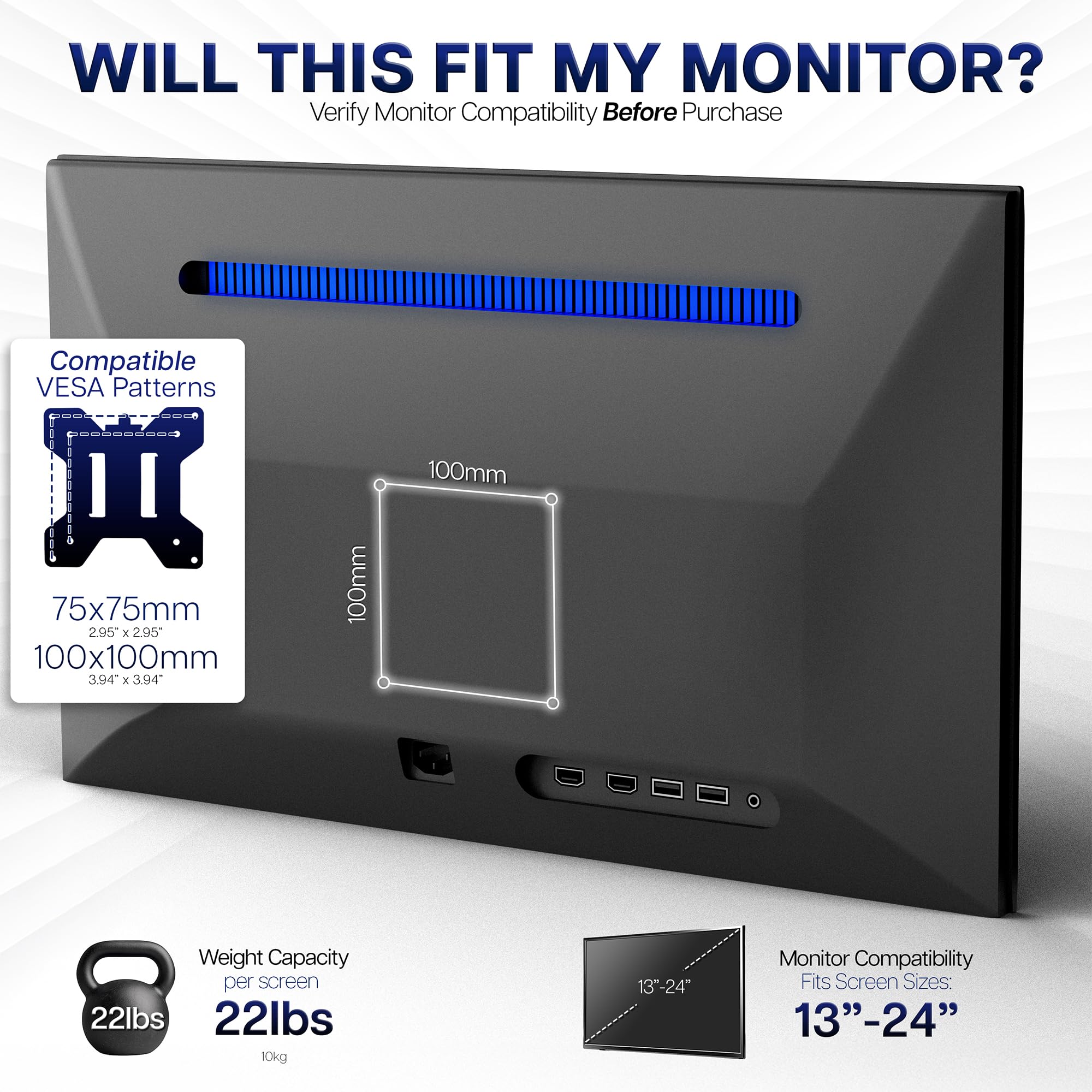VIVO Dual Monitor Desk Mount, Heavy Duty Fully Adjustable Steel Stand, Holds 2 Computer Screens
