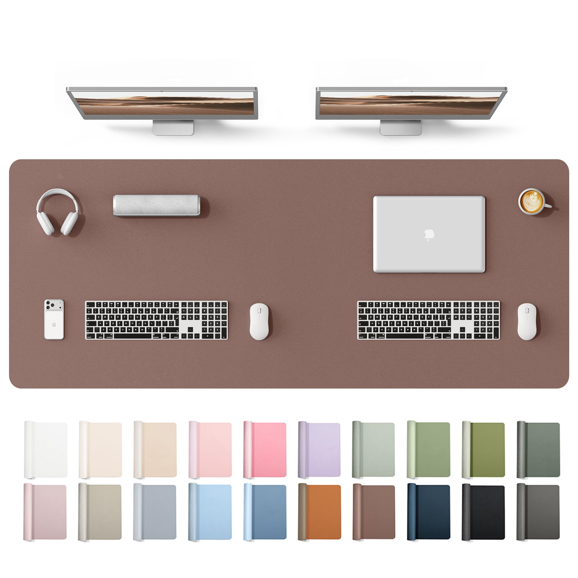 YSAGi Leather Desk Mat, Large Mouse Mat, Non-Slip Desk Pad Desk Protector Mat, Waterproof PU Leather Laptop Mat Table Mat Desk Writing Pad for Office and Home
