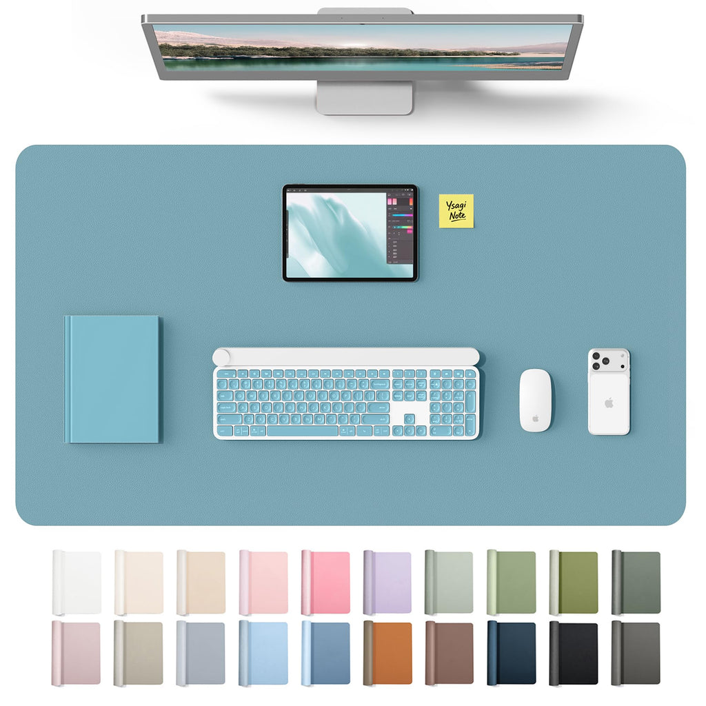 YSAGi Leather Desk Mat, Large Mouse Mat, Non-Slip Desk Pad Desk Protector Mat, Waterproof PU Leather Laptop Mat Table Mat Desk Writing Pad for Office and Home