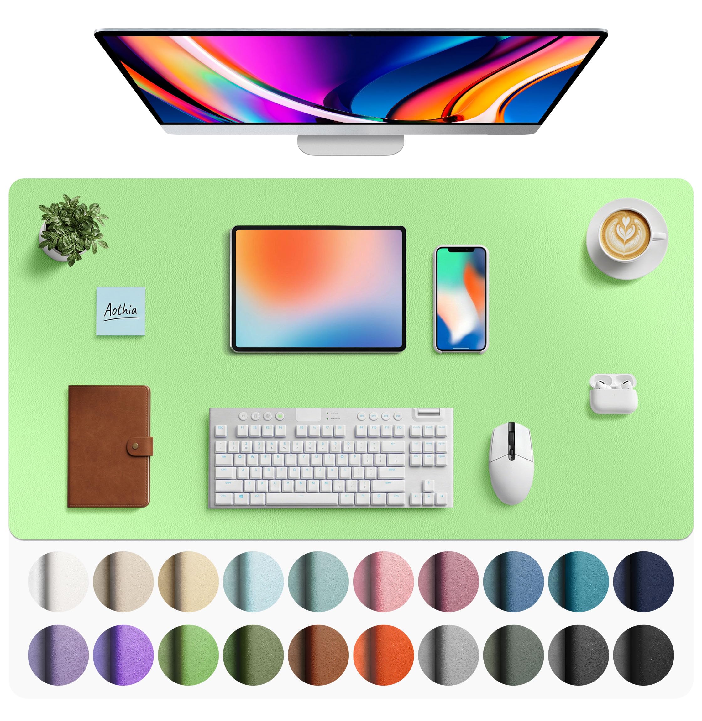 Leather Desk Pad Protector,Mouse Pad,Office Desk Mat,Non-Slip PU Leather Desk Blotter,Laptop Desk Pad,Waterproof Desk Writing Pad for Office and Home