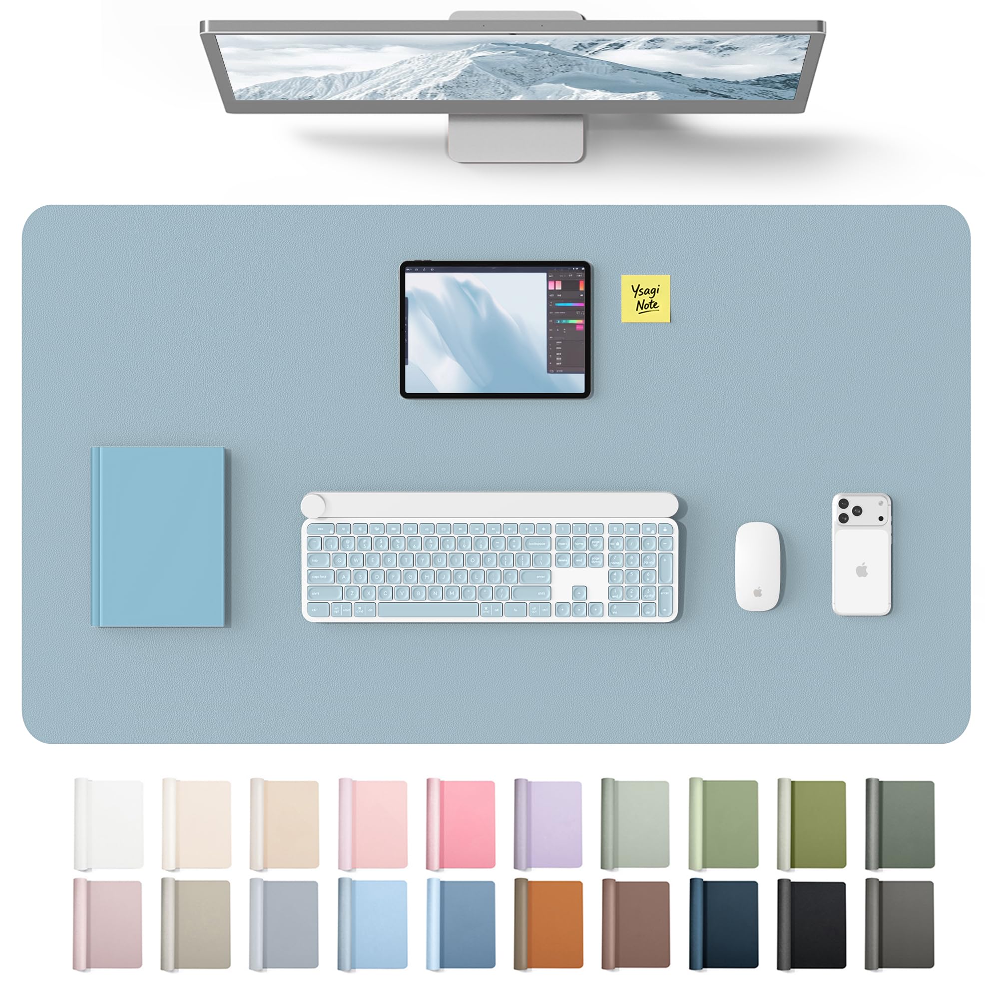 YSAGi Leather Desk Mat, Large Mouse Mat, Non-Slip Desk Pad Desk Protector Mat, Waterproof PU Leather Laptop Mat Table Mat Desk Writing Pad for Office and Home