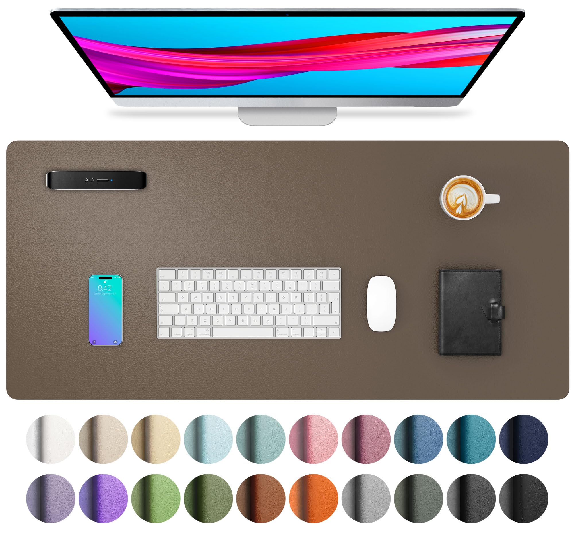 Leather Desk Pad Protector,Mouse Pad,Office Desk Mat,Non-Slip PU Leather Desk Blotter,Laptop Desk Pad,Waterproof Desk Writing Pad for Office and Home