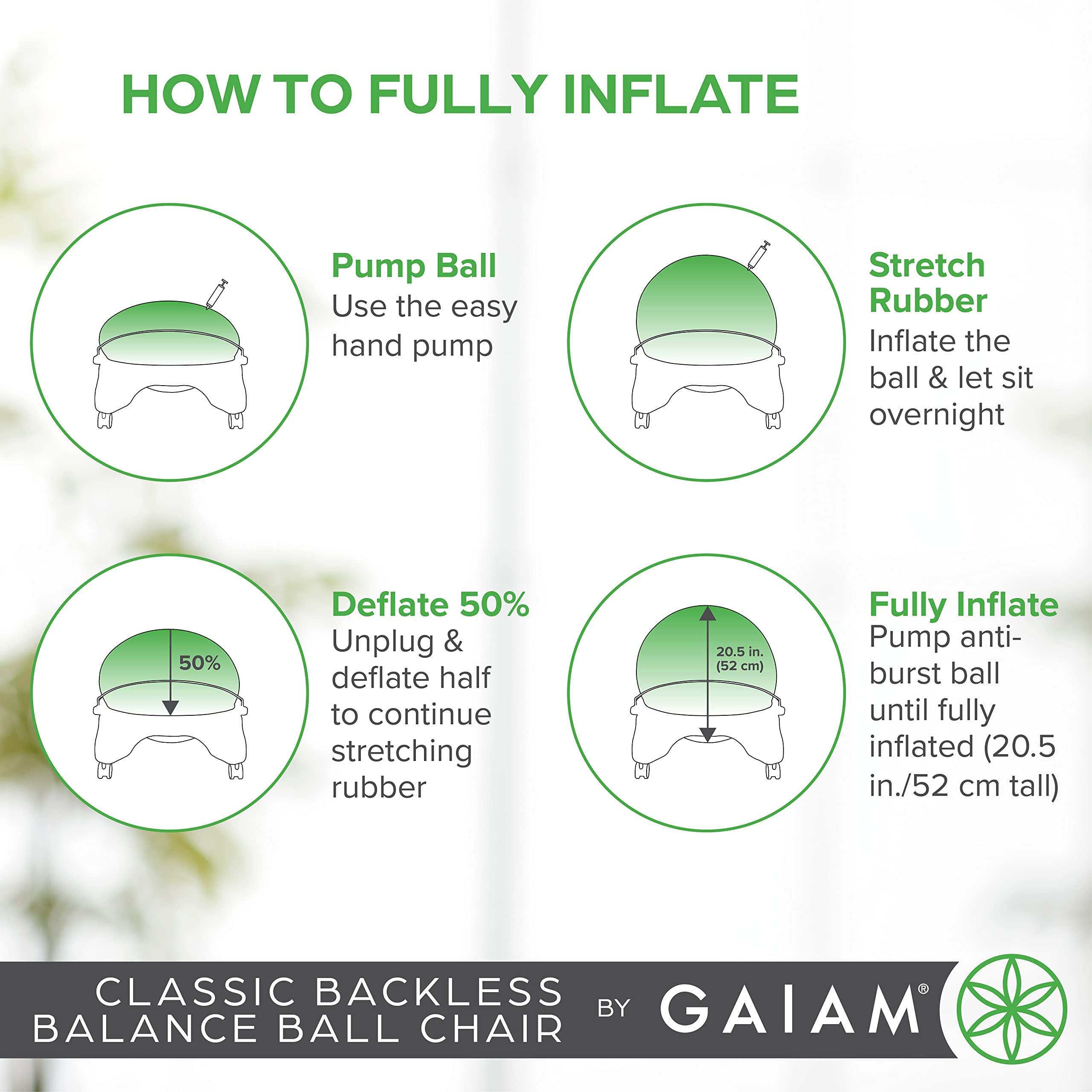 Gaiam Classic Balance Ball Chair – Exercise Stability Yoga Ball Premium Ergonomic Chair for Home and Office Desk with Air Pump, Exercise Guide and Satisfaction