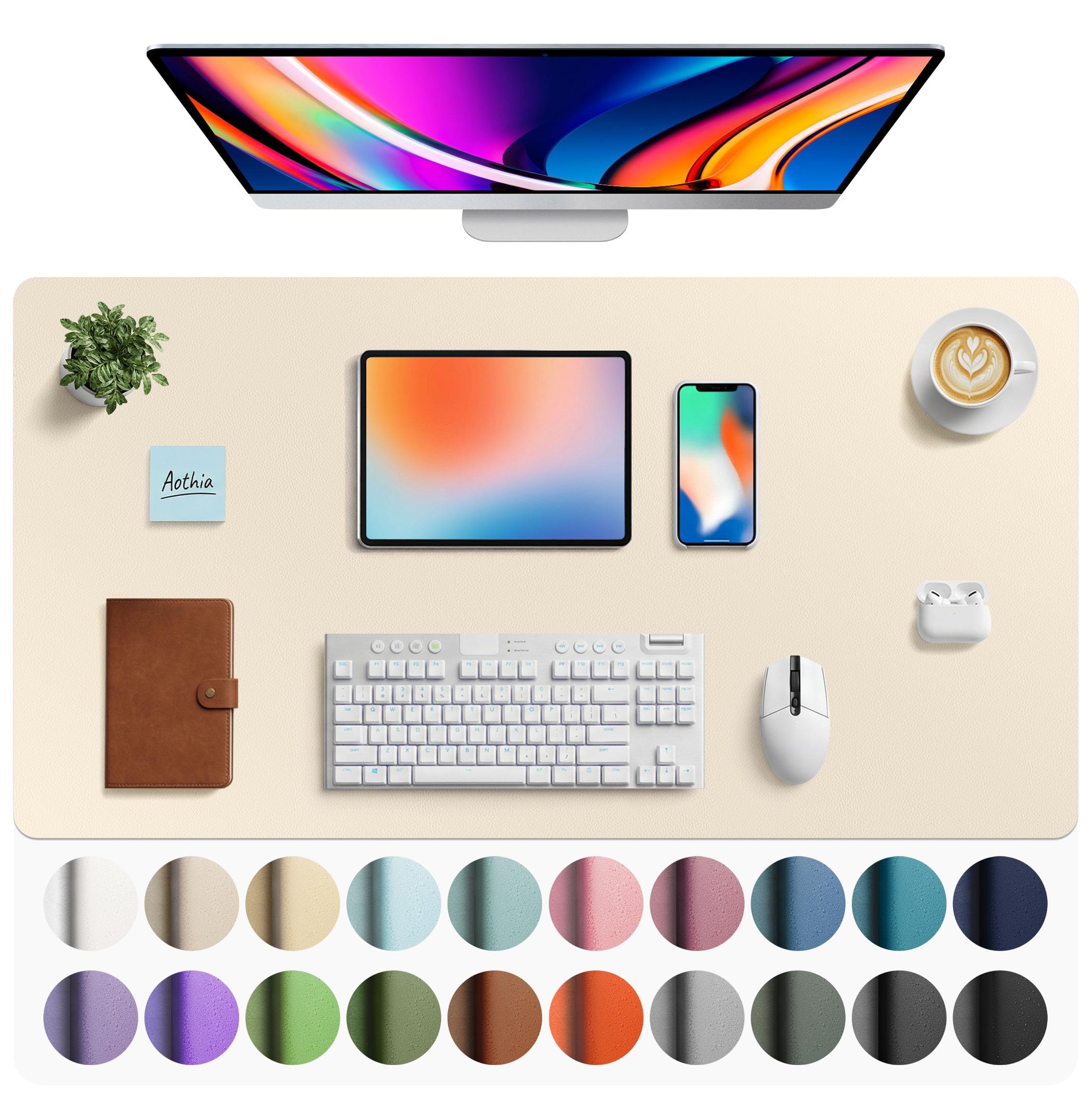 Leather Desk Pad Protector,Mouse Pad,Office Desk Mat,Non-Slip PU Leather Desk Blotter,Laptop Desk Pad,Waterproof Desk Writing Pad for Office and Home