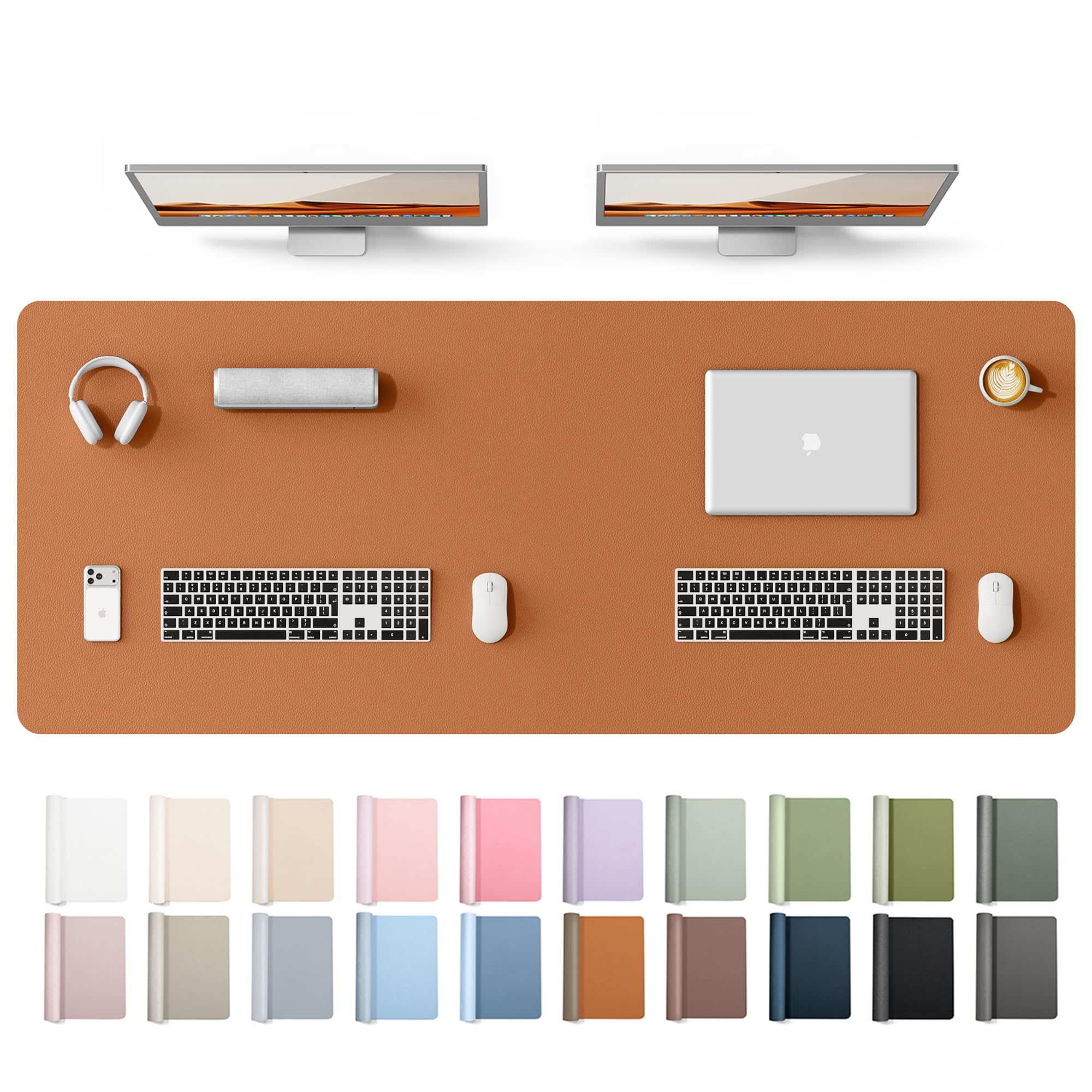YSAGi Leather Desk Mat, Large Mouse Mat, Non-Slip Desk Pad Desk Protector Mat, Waterproof PU Leather Laptop Mat Table Mat Desk Writing Pad for Office and Home