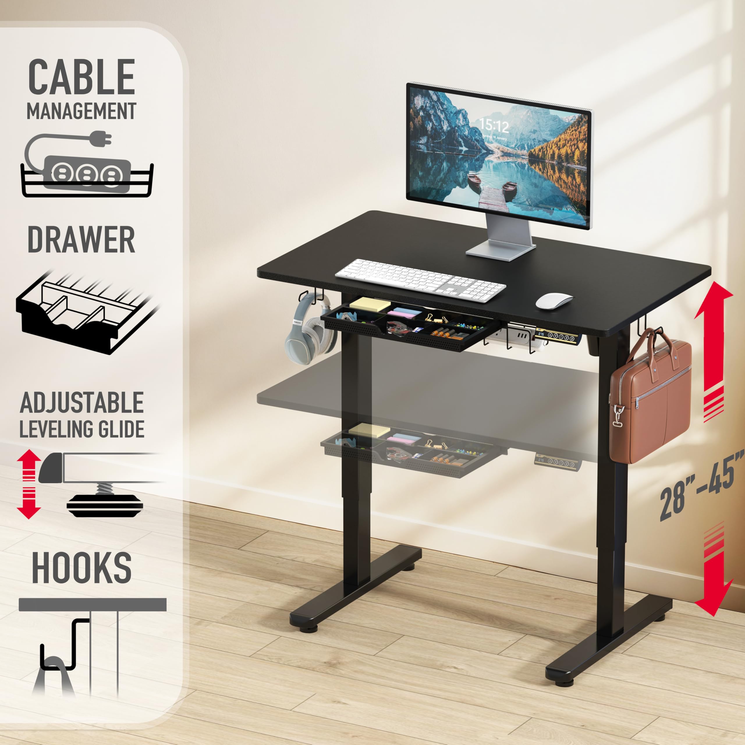 SHW Electric Height Adjustable Standing Desk